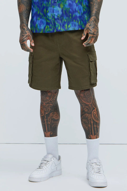 Twill Volley Cargo Shorts - Olive Fashion Nova