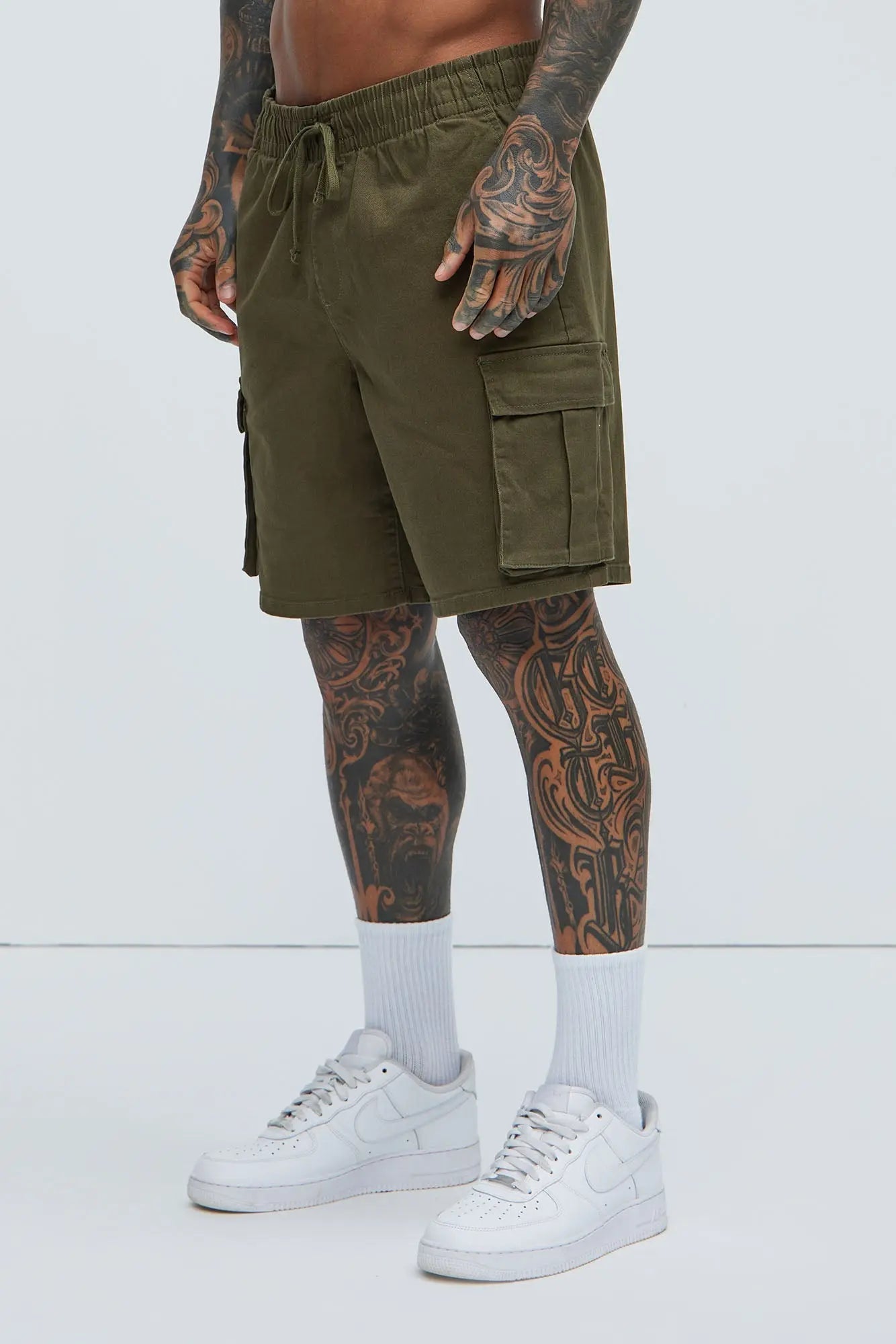 Twill Volley Cargo Shorts - Olive Fashion Nova