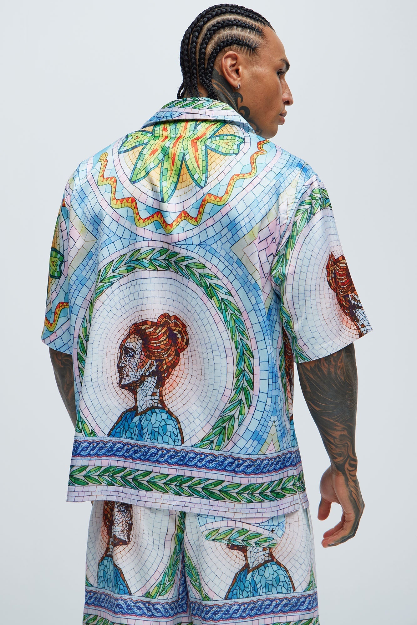 Atherton Mosaic Shirt - Blue/combo Fashion Nova