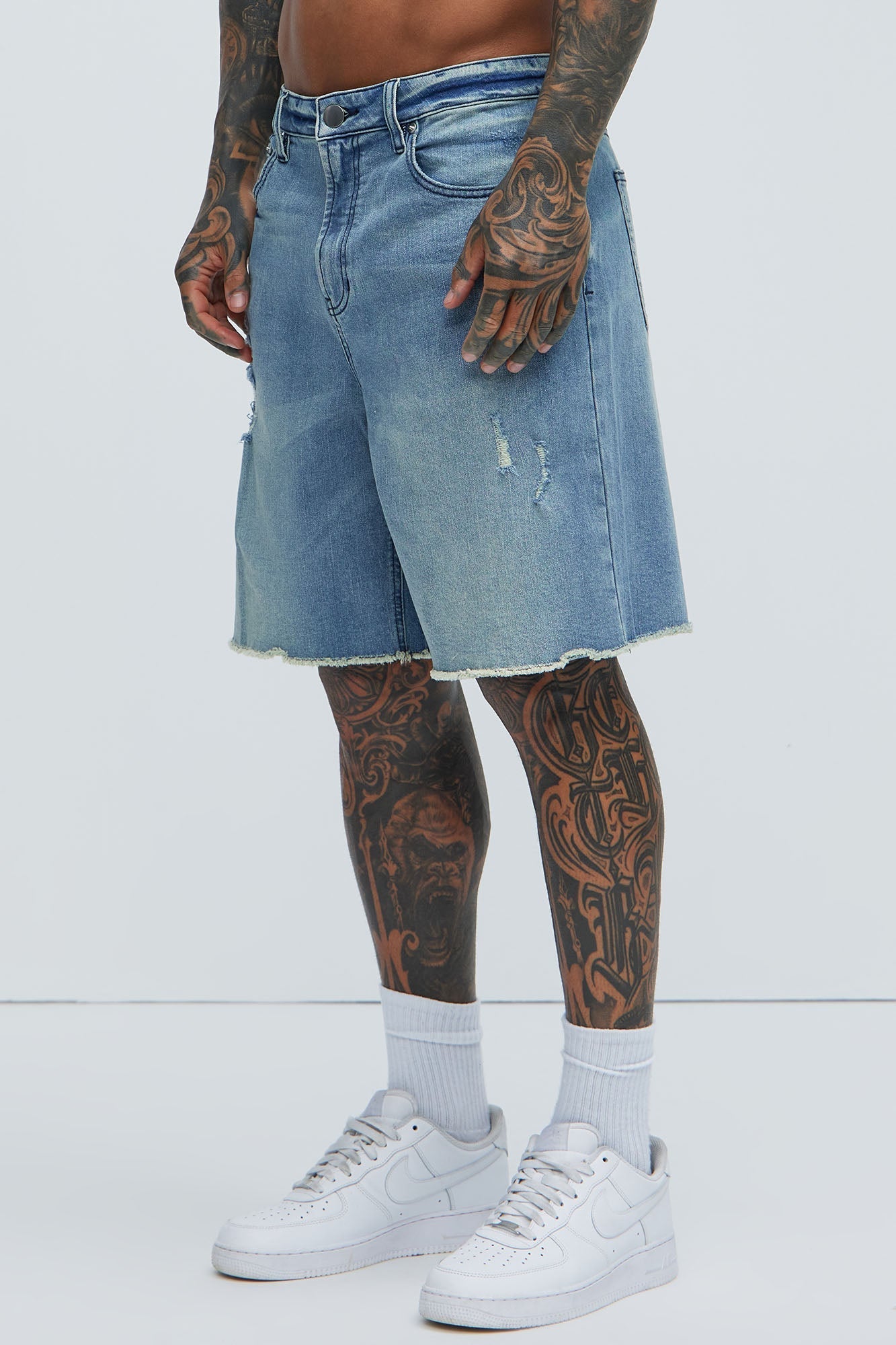 Lounge Relaxed Denim Shorts - Medium Blue Wash Fashion Nova