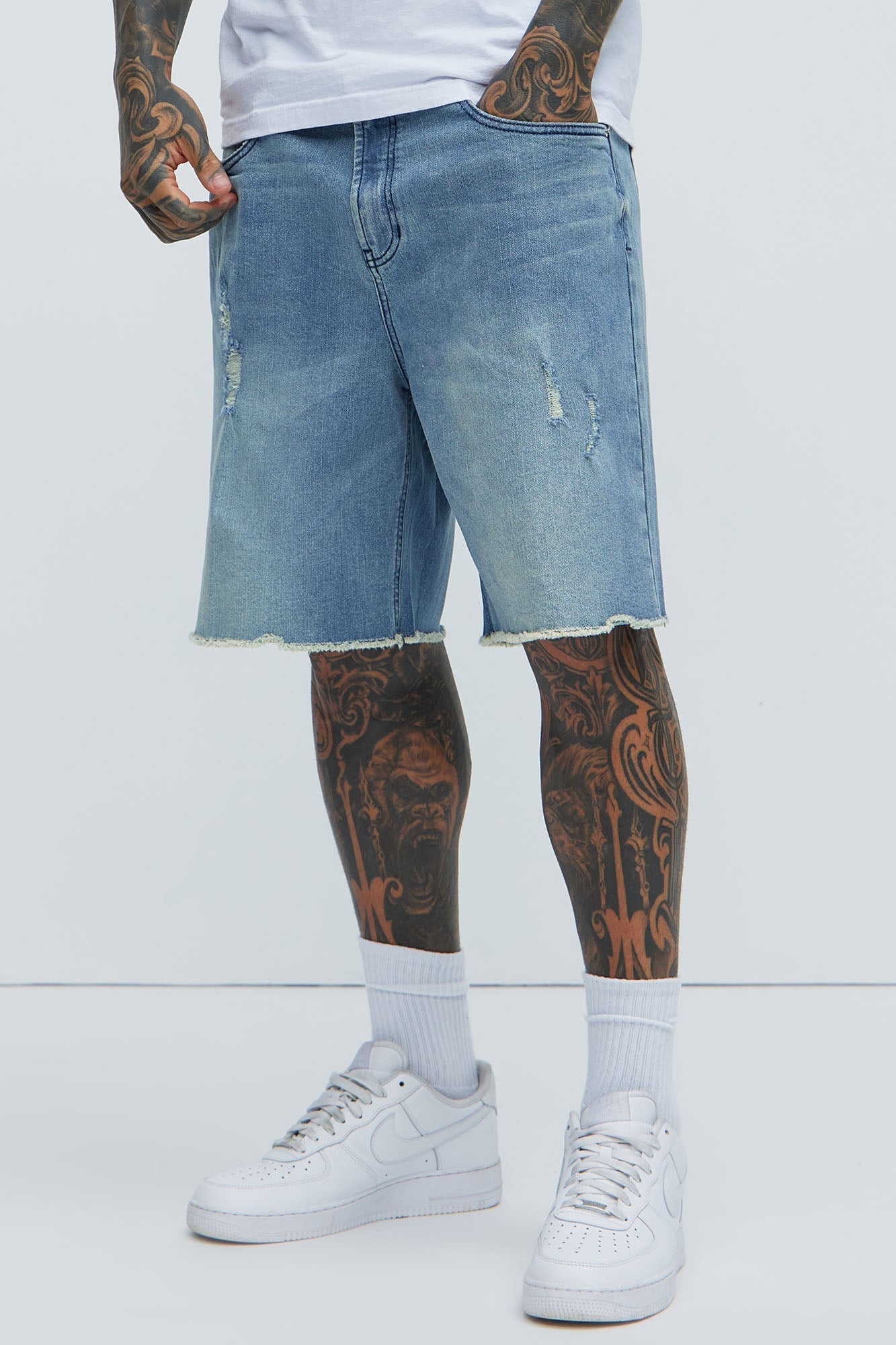 Lounge Relaxed Denim Shorts - Medium Blue Wash Fashion Nova