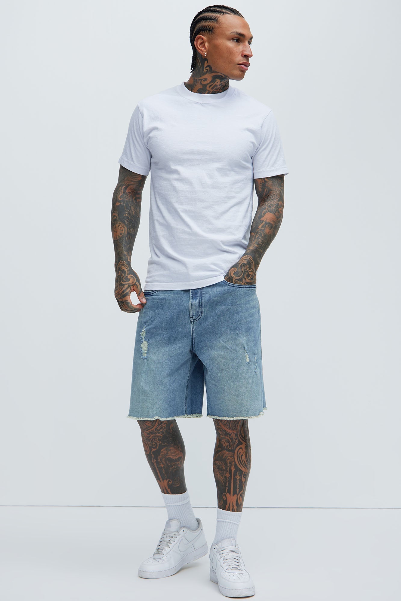 Lounge Relaxed Denim Shorts - Medium Blue Wash Fashion Nova
