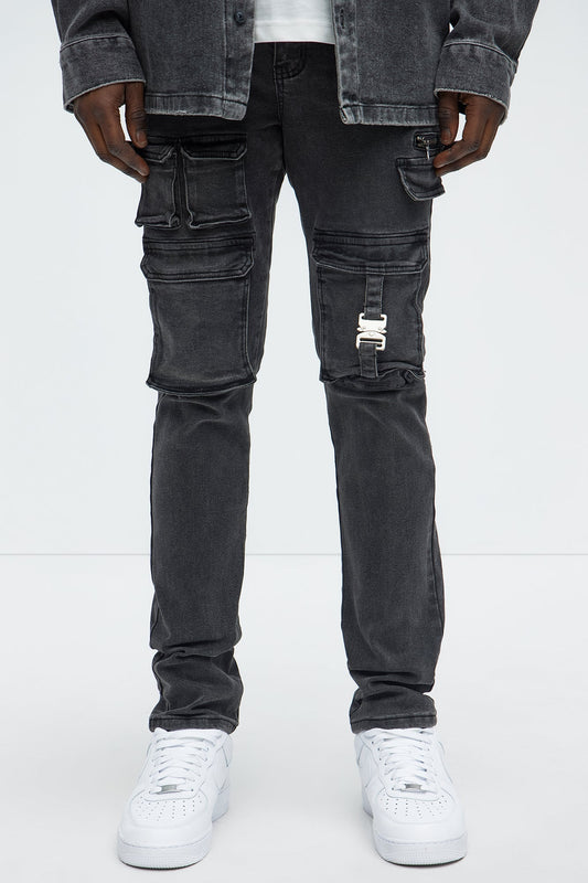Cargo Pocket Slim Taper Jeans - Black Fashion Nova