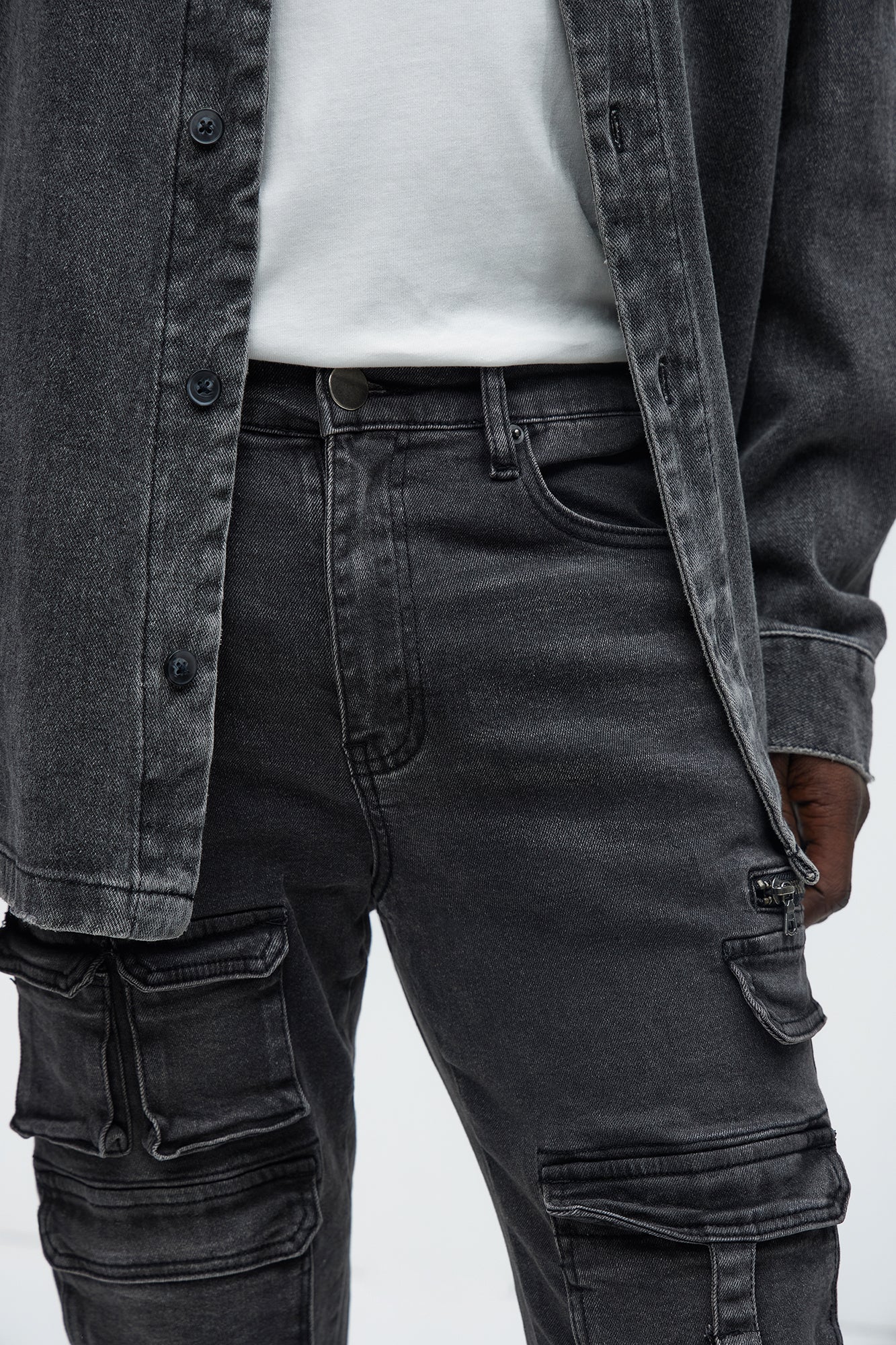 Cargo Pocket Slim Taper Jeans - Black Fashion Nova