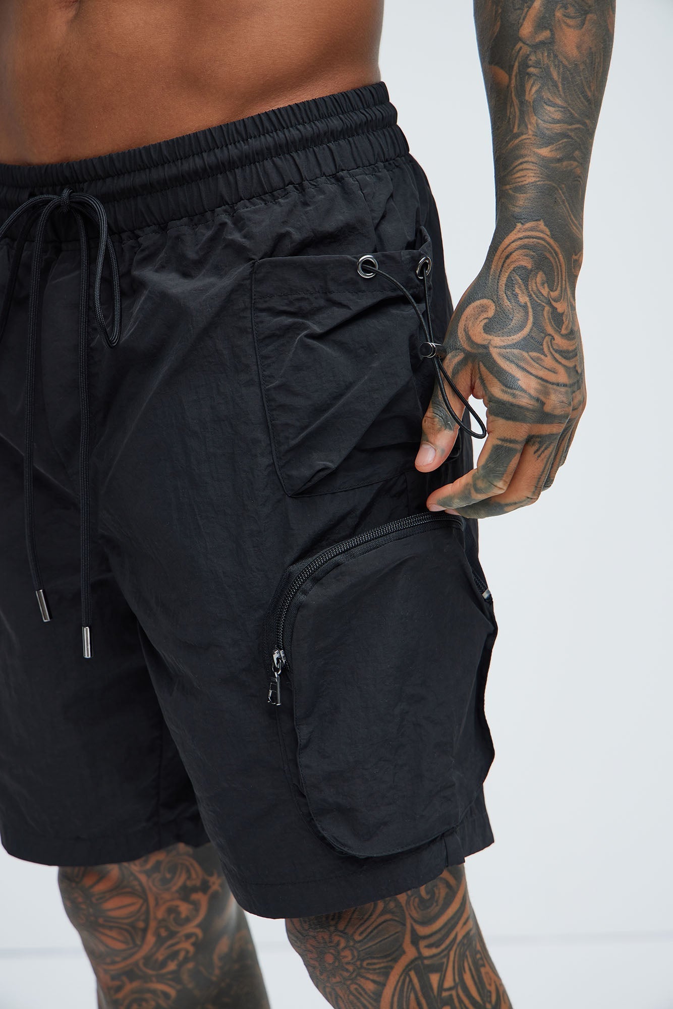 All This And That Nylon Cargo Shorts - Black Fashion Nova