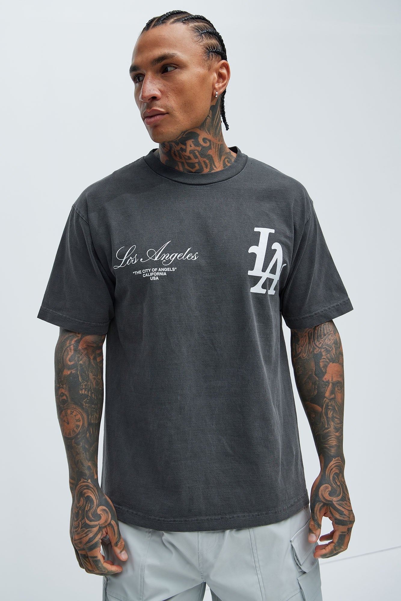 LA Stamp Short Sleeve Tee - Black Fashion Nova