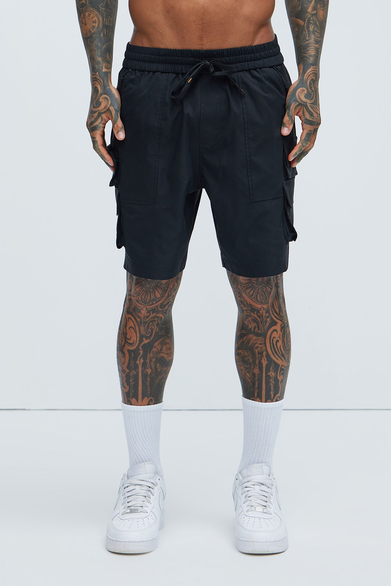 Catch Up Nylon Cargo Shorts - Black Fashion Nova