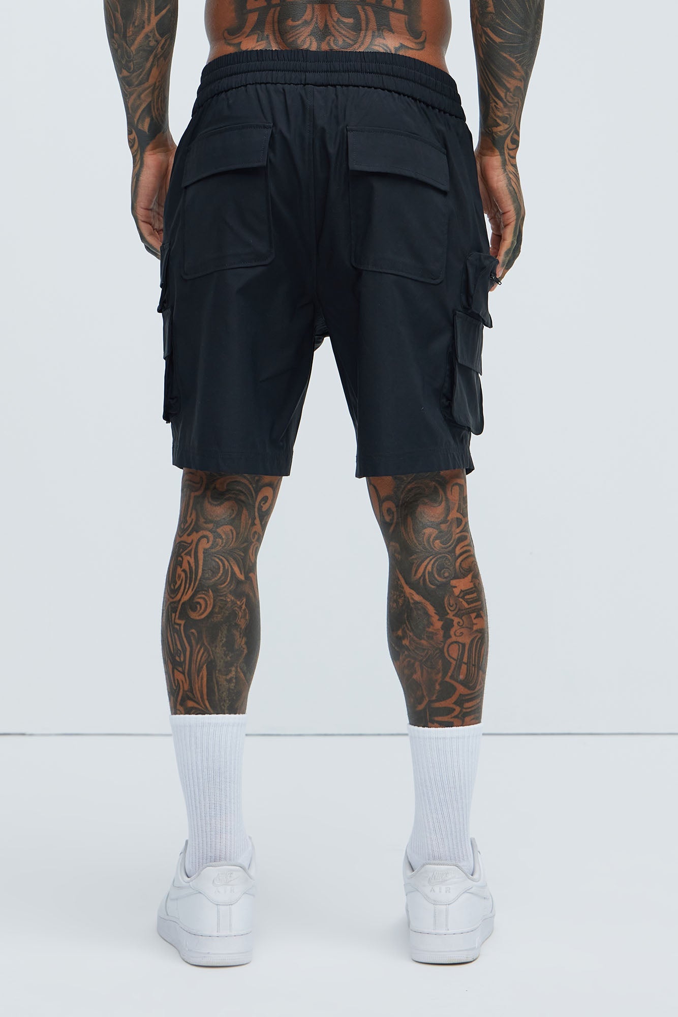 Catch Up Nylon Cargo Shorts - Black Fashion Nova