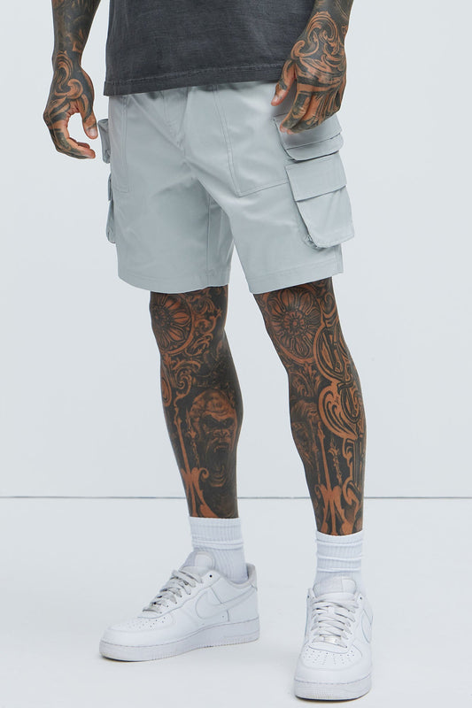 Catch Up Nylon Cargo Shorts - Grey Fashion Nova
