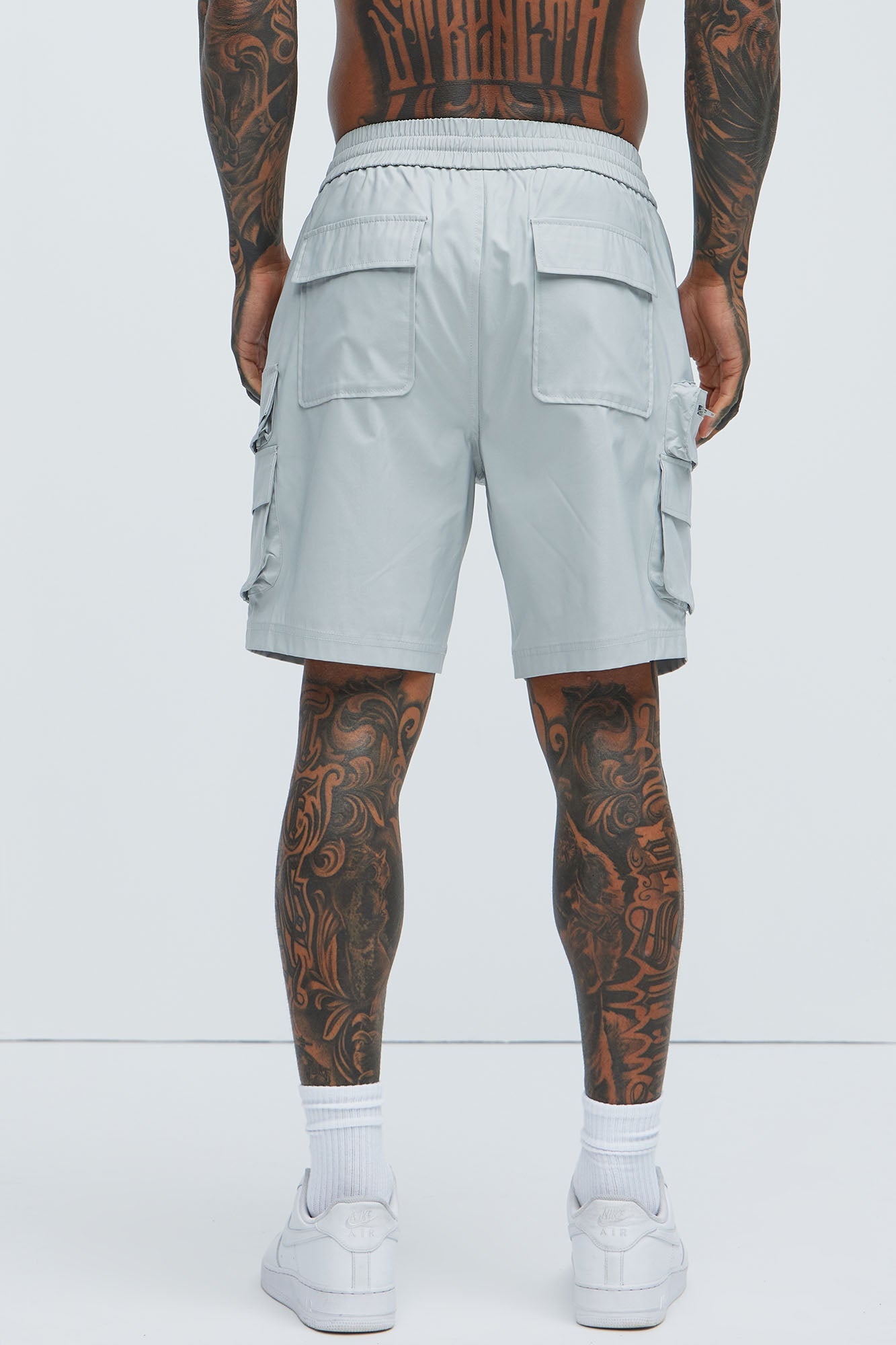 Catch Up Nylon Cargo Shorts - Grey Fashion Nova