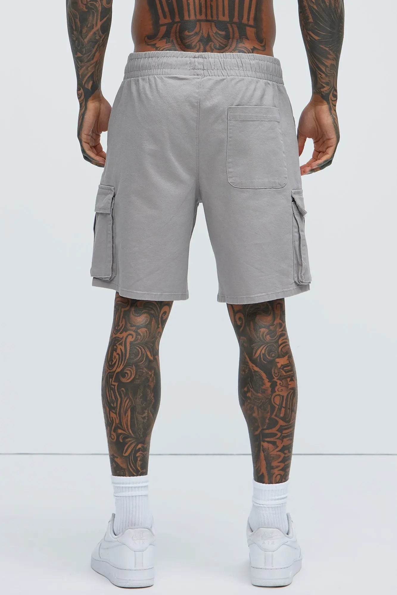 Twill Volley Cargo Shorts - Grey Fashion Nova