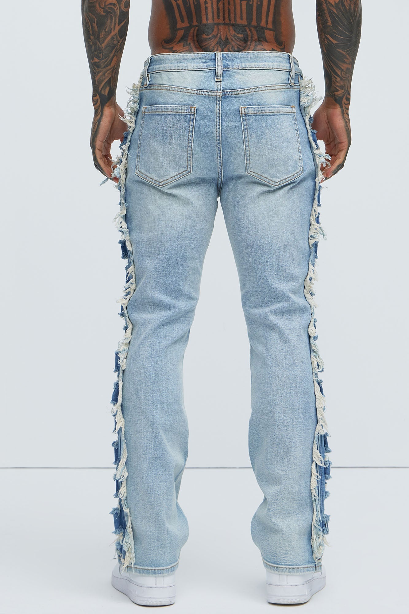Track Stacked Skinny Flare Jeans - Medium Blue Wash Fashion Nova