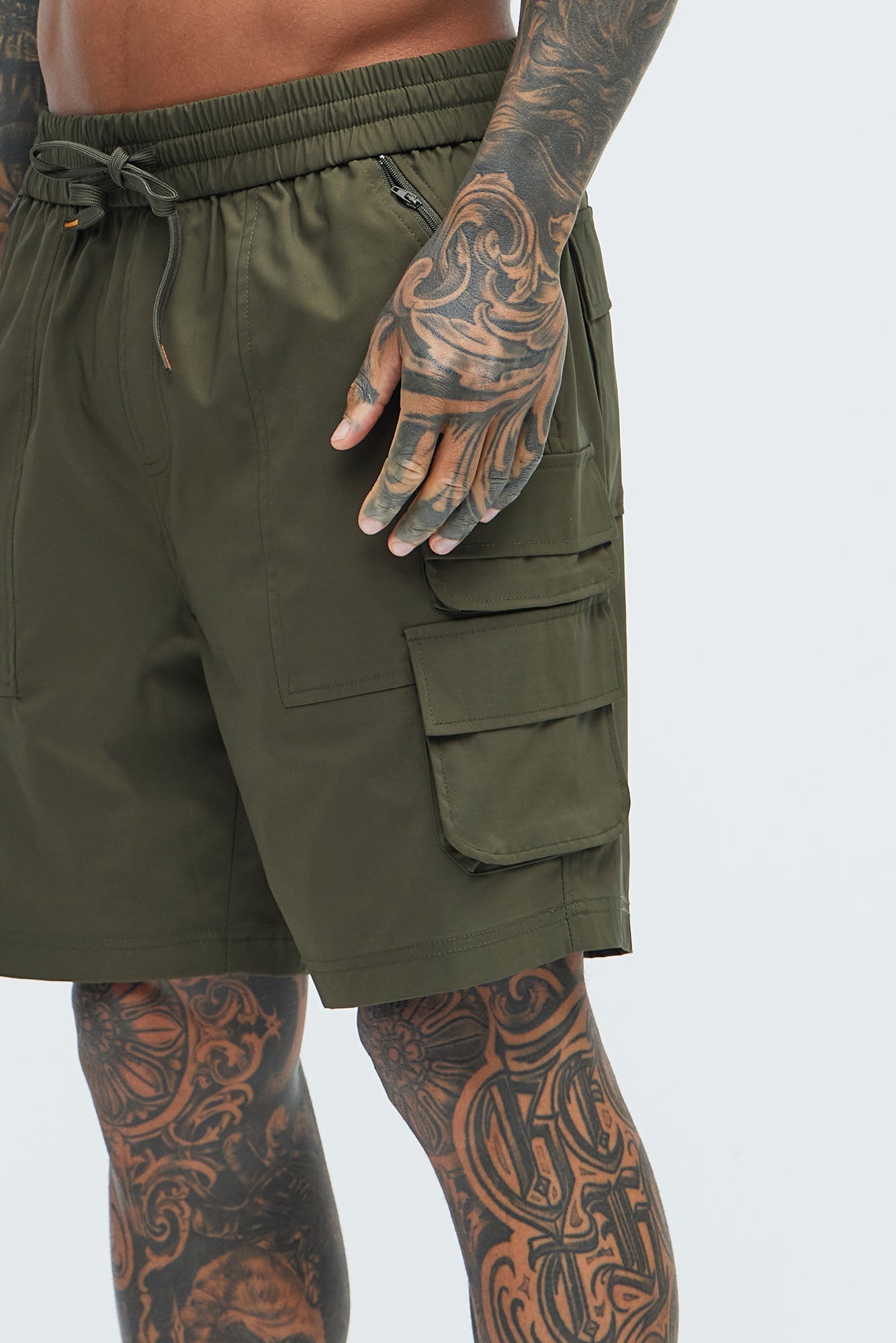 Catch Up Nylon Cargo Shorts - Olive Fashion Nova