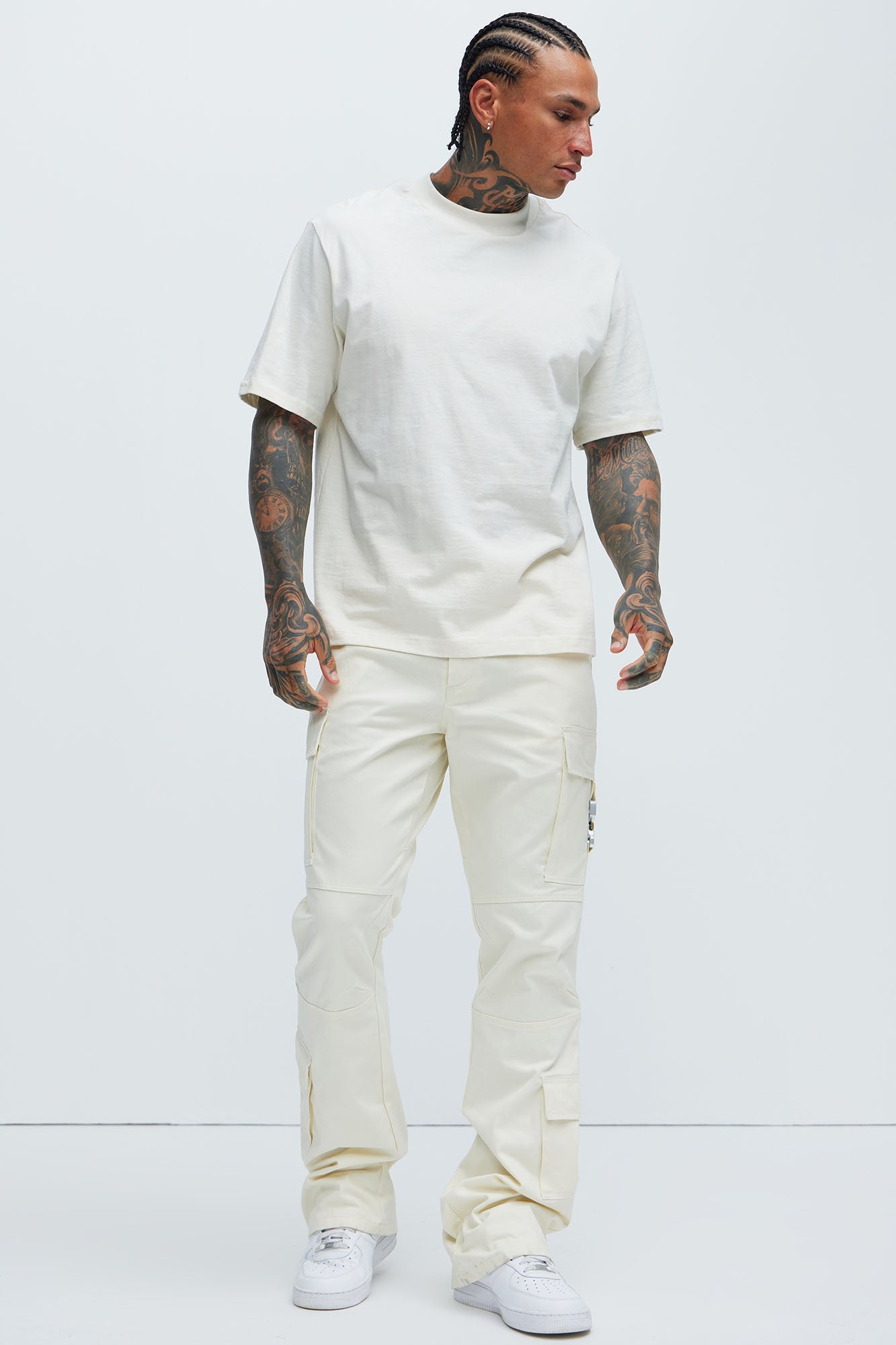 Nikko Slim Flare Pants - Cream Fashion Nova