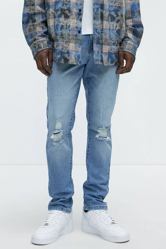 Cornell Distressed Slim Jeans - Light Wash Fashion Nova
