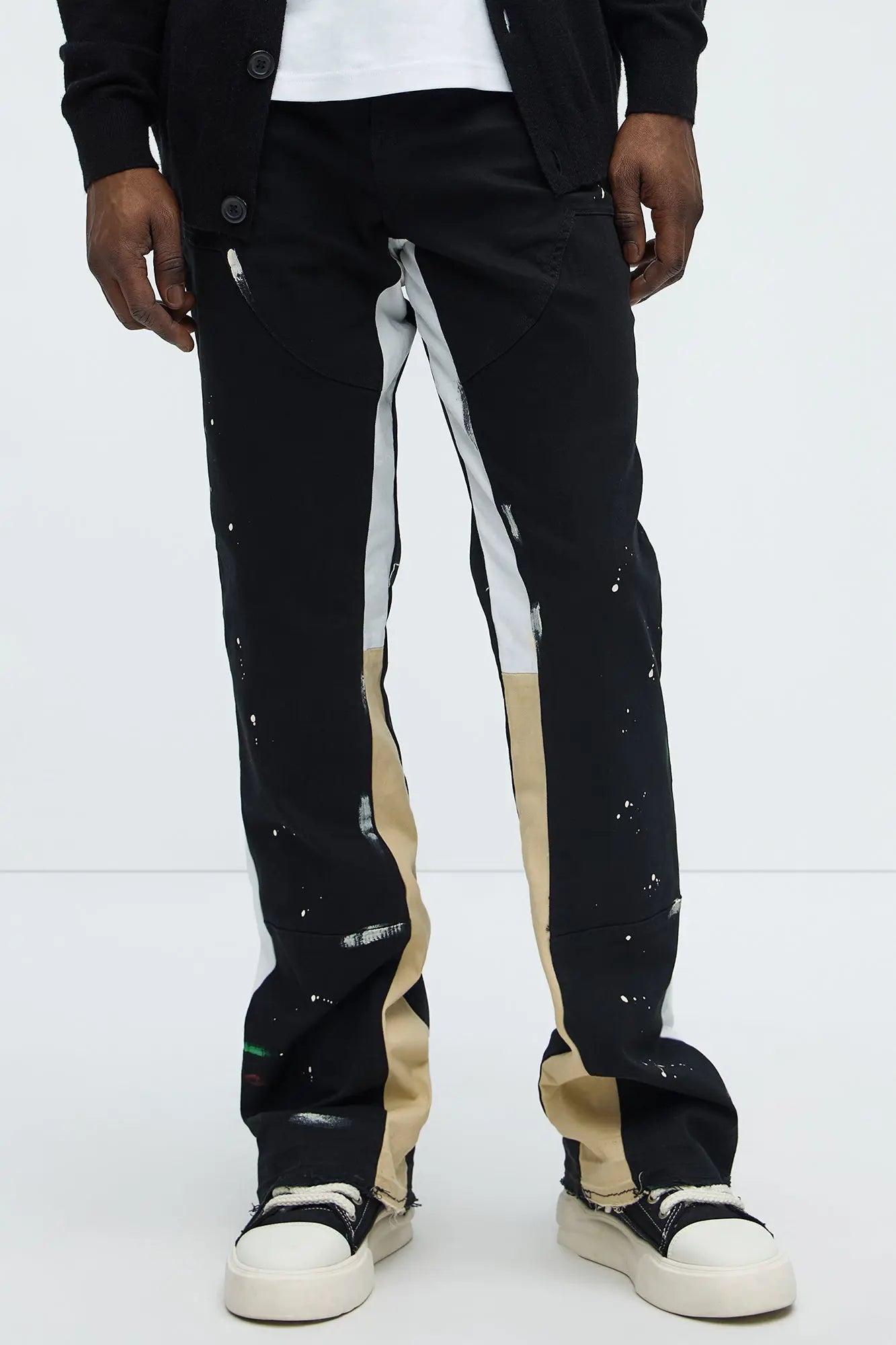 Both Ways Slim Stacked Flared Pants - Black/combo Fashion Nova