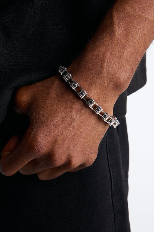 Steel Bike Chain Link Bracelet - Silver Fashion Nova