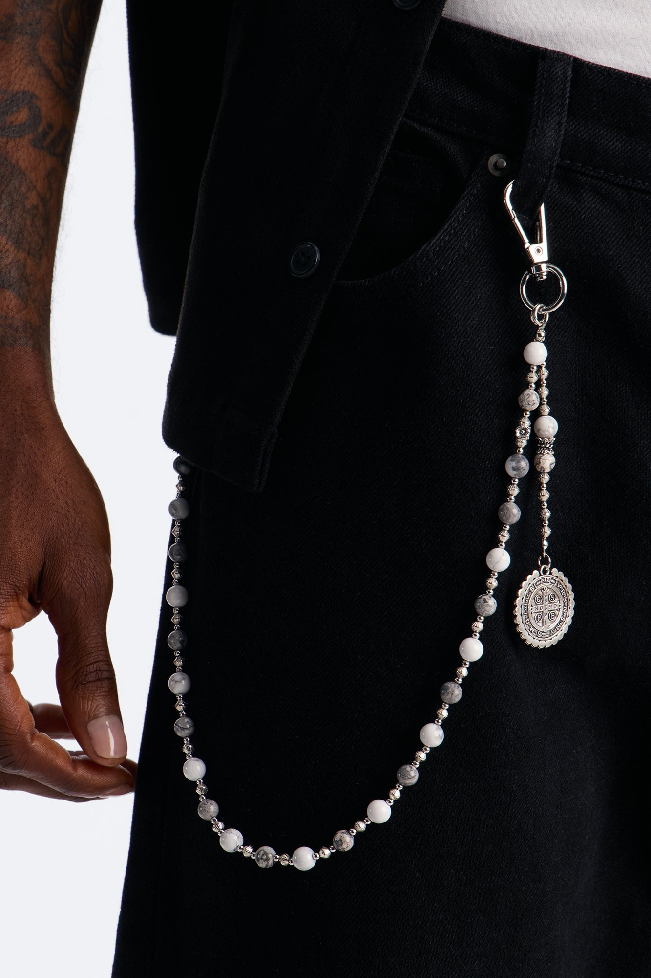 Saint Relic Beaded Pant Chain - Silver Fashion Nova