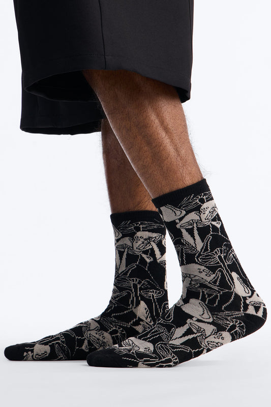 Dope Mushroom Solid Graphic Crew Socks 3 Pack - White/combo Fashion Nova