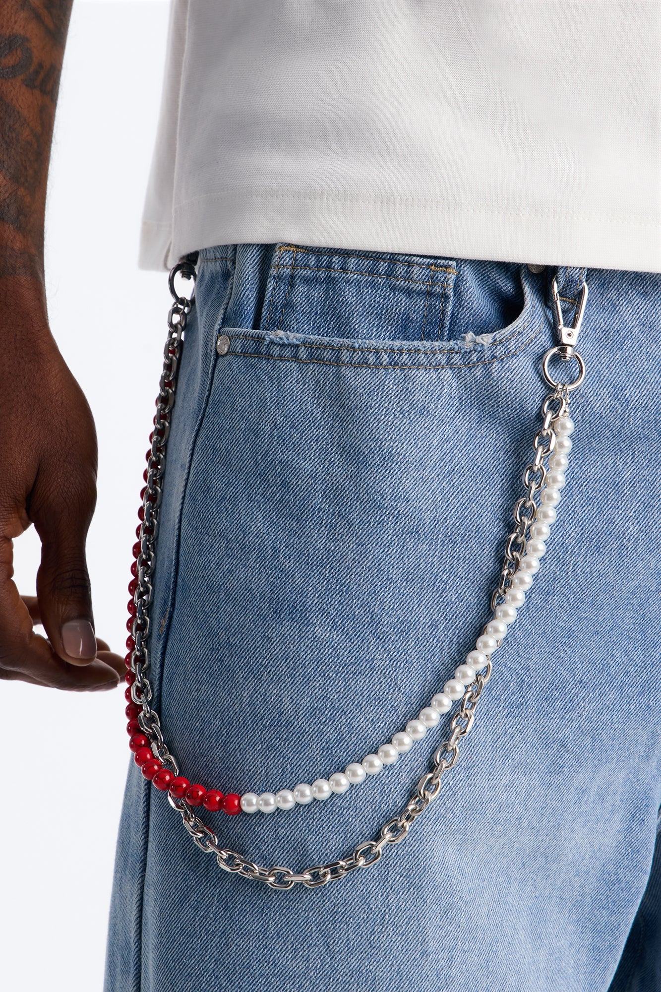 Crimson And Pearl Layered Pant Chain - Silver Fashion Nova