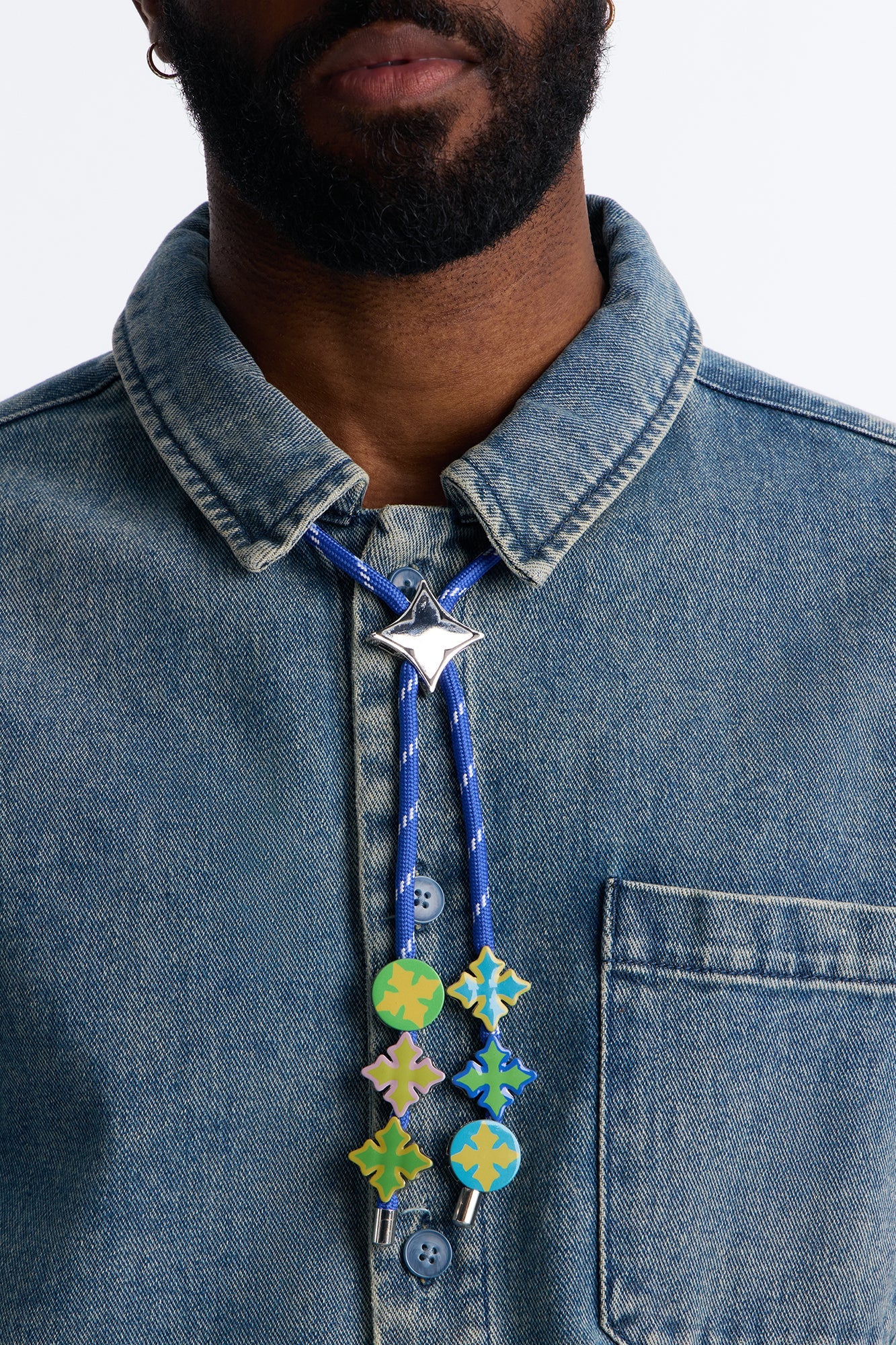 Icy Bungee Cord Necklace - Blue/combo Fashion Nova