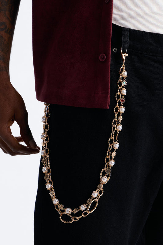 Empire Link Pant Chain - Gold Fashion Nova