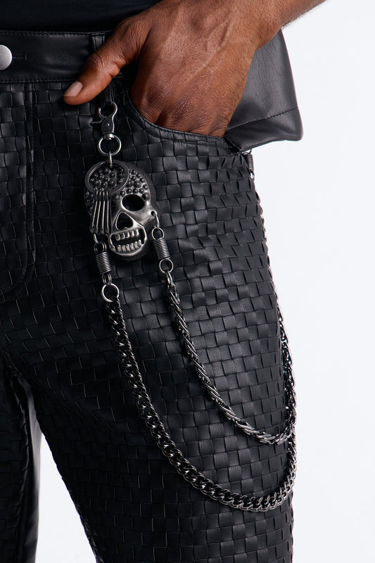 Spiked Skull Chain Link Layered Pant Chain - Gunmetal Fashion Nova