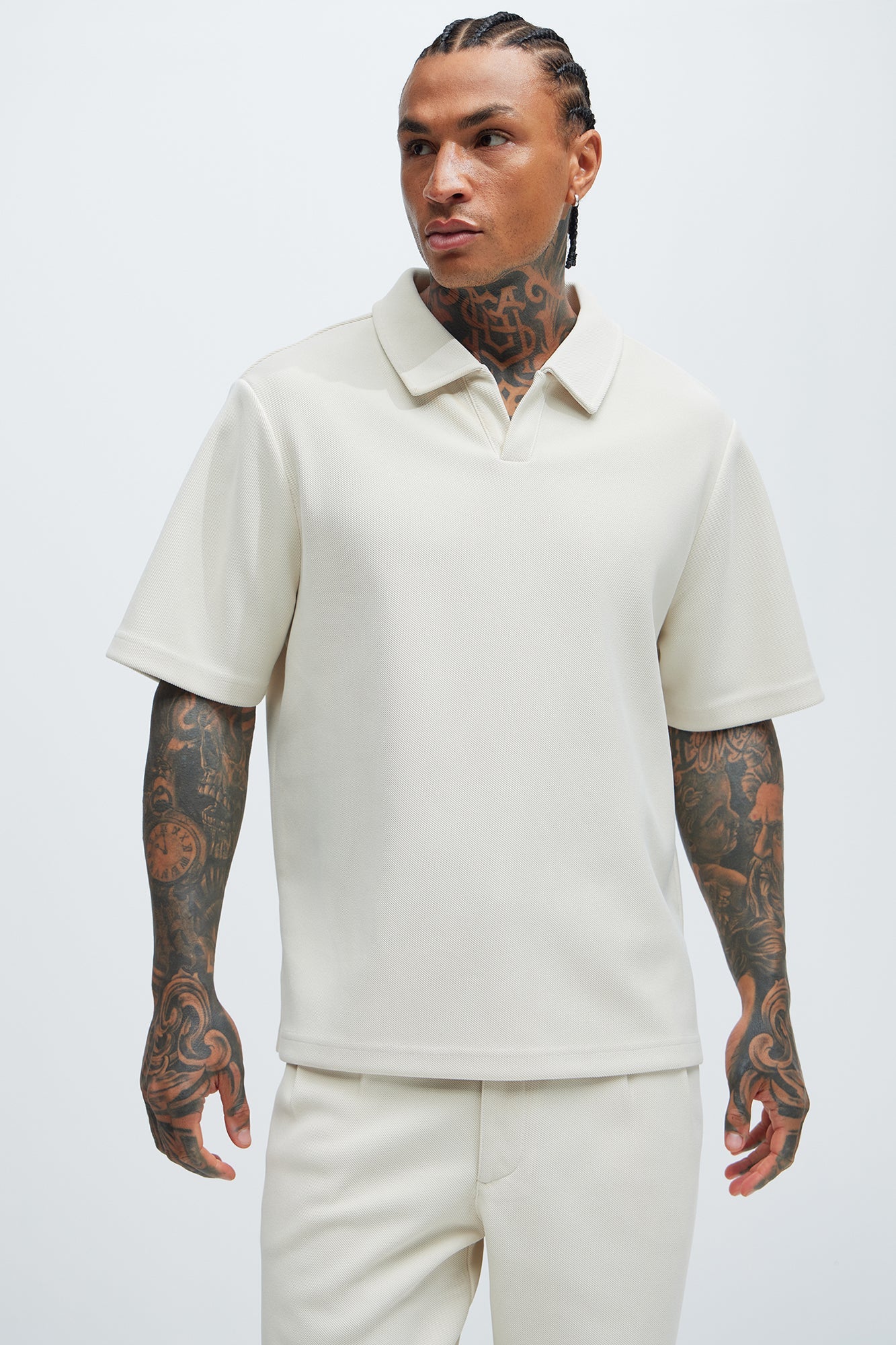 Turner Short Sleeve Polo - Cream Fashion Nova