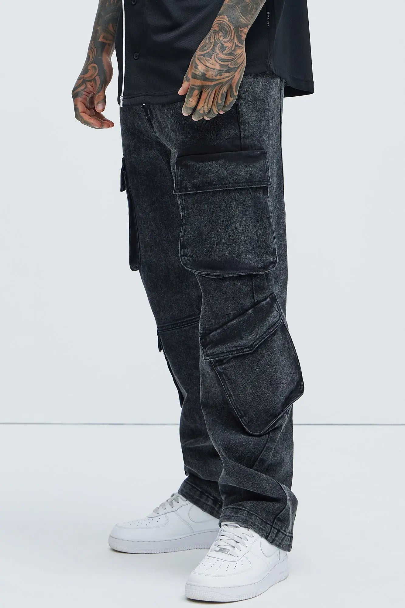 Black Jack Mike Straight Cargo Jeans - Black Wash Fashion Nova