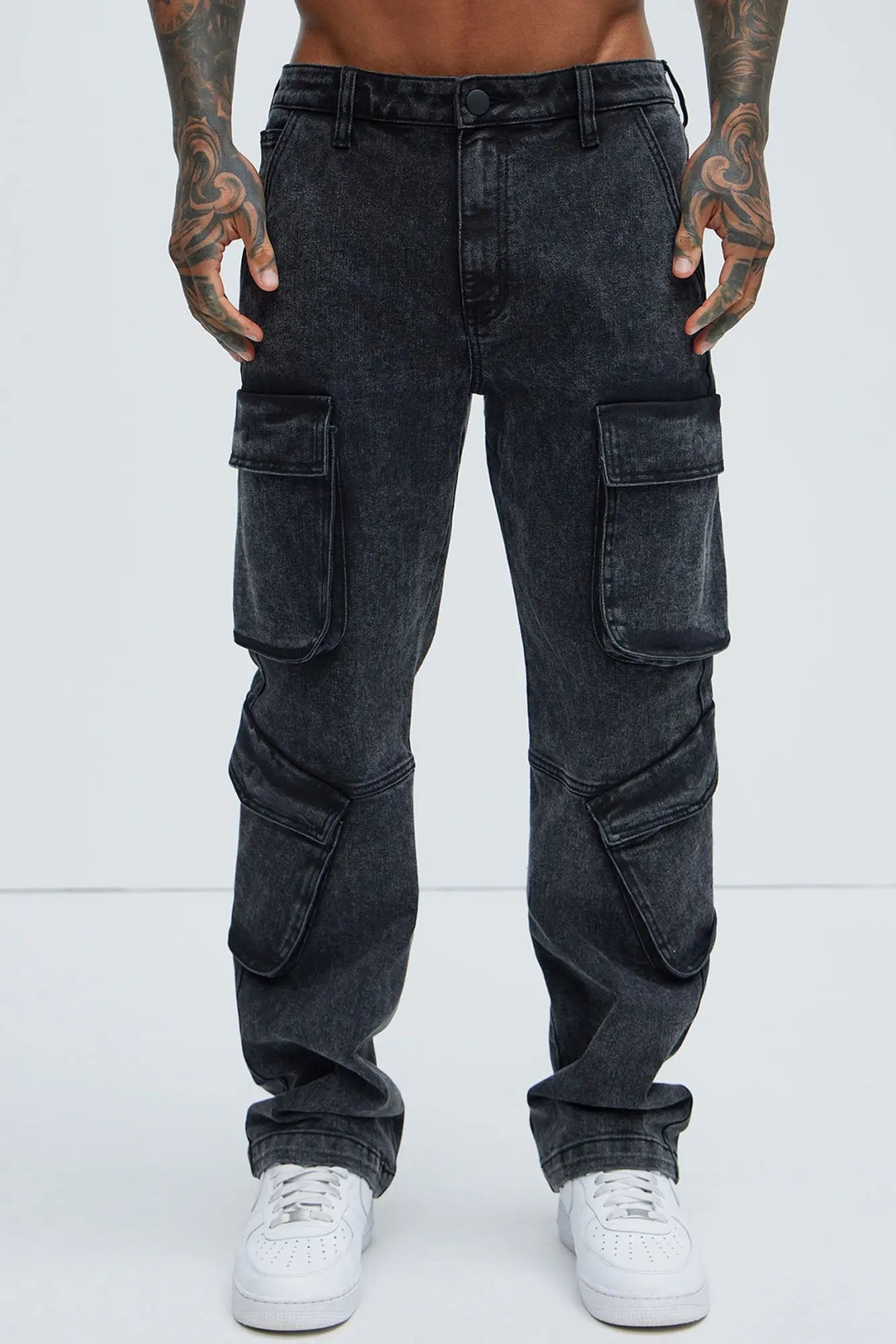 Black Jack Mike Straight Cargo Jeans - Black Wash Fashion Nova