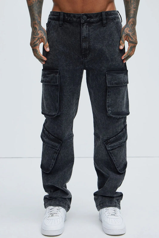 Black Jack Mike Straight Cargo Jeans - Black Wash Fashion Nova