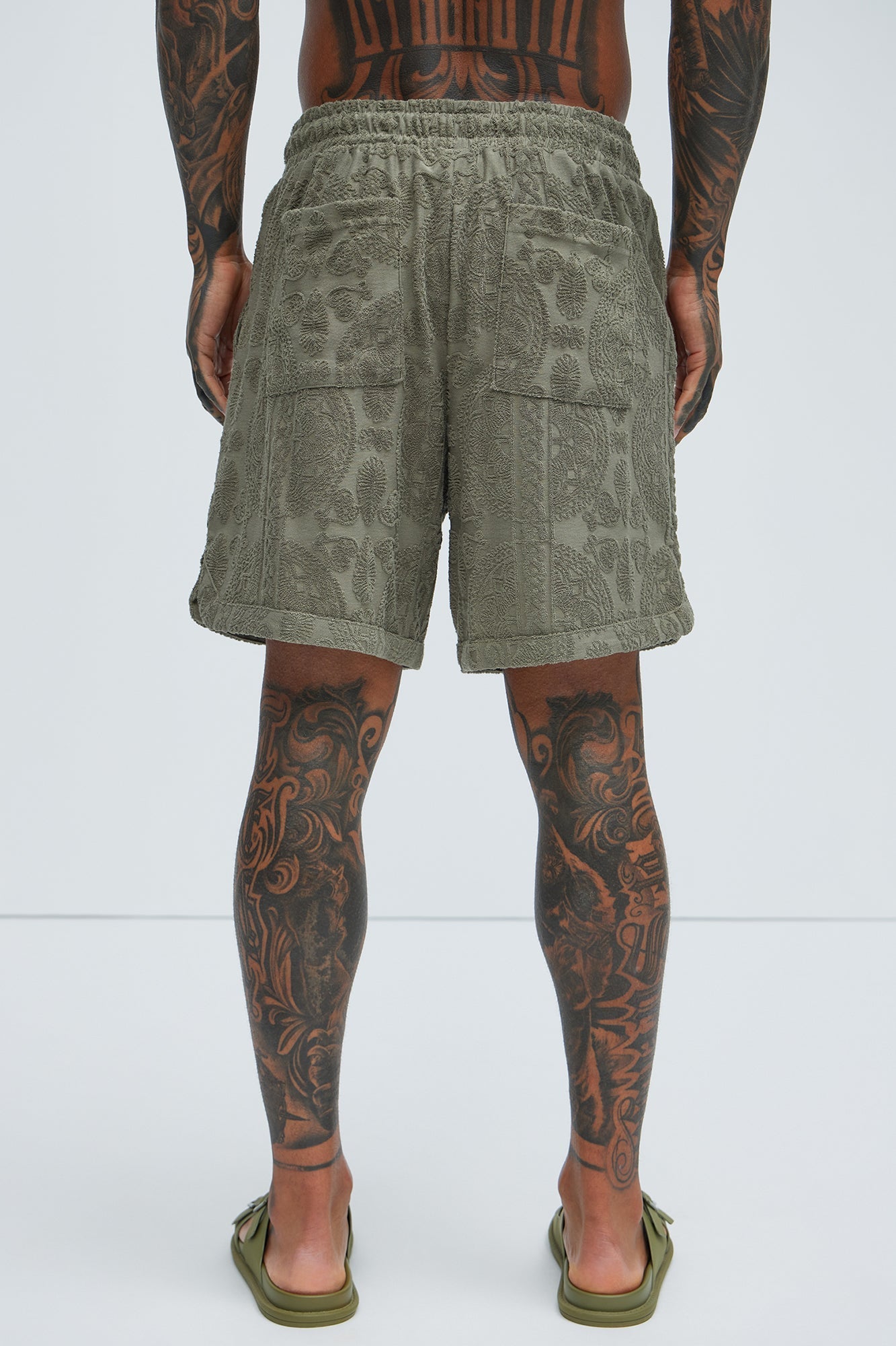 Link Textured Shorts - Olive Fashion Nova