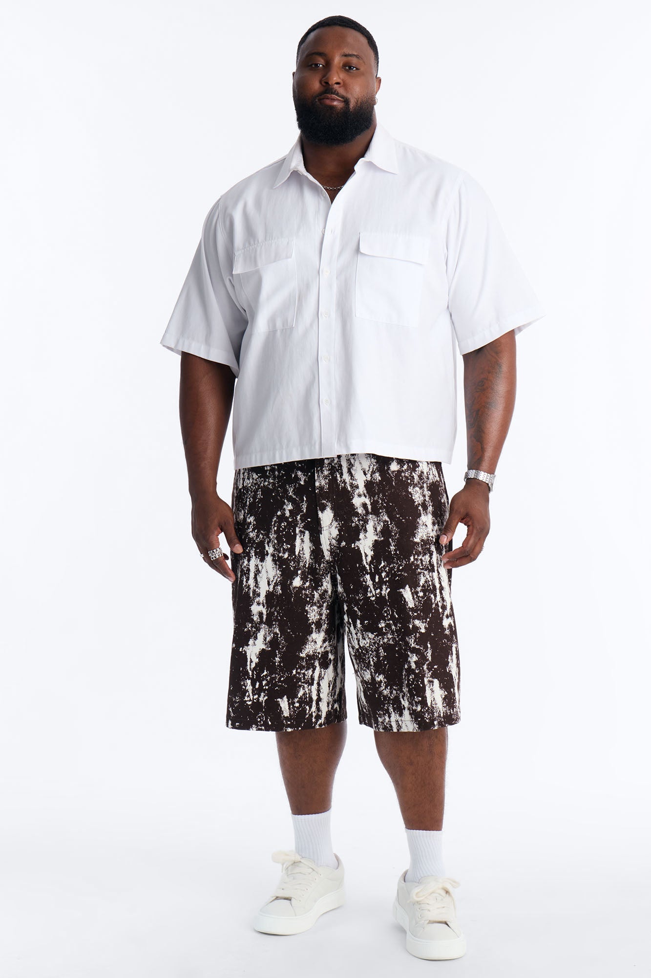 Mixed Clarity Printed Short - Brown Combo Fashion Nova