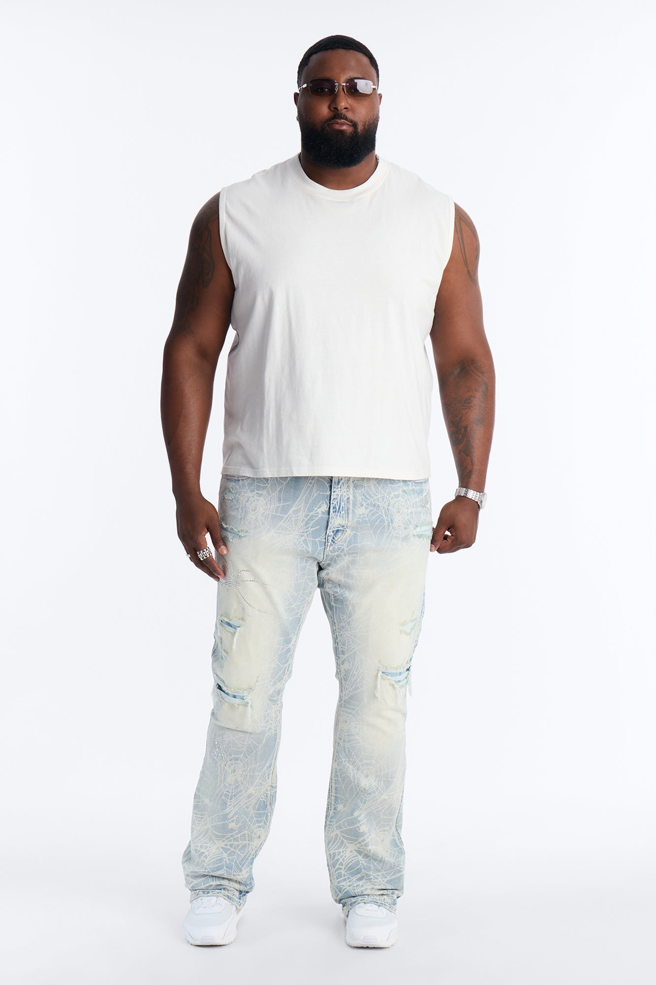 Stacked Skinny Flare Eternal Jeweled Web Jean - Light Wash Fashion Nova