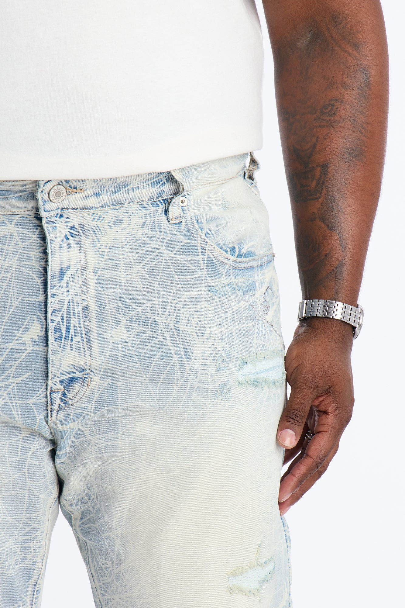 Stacked Skinny Flare Eternal Jeweled Web Jean - Light Wash Fashion Nova