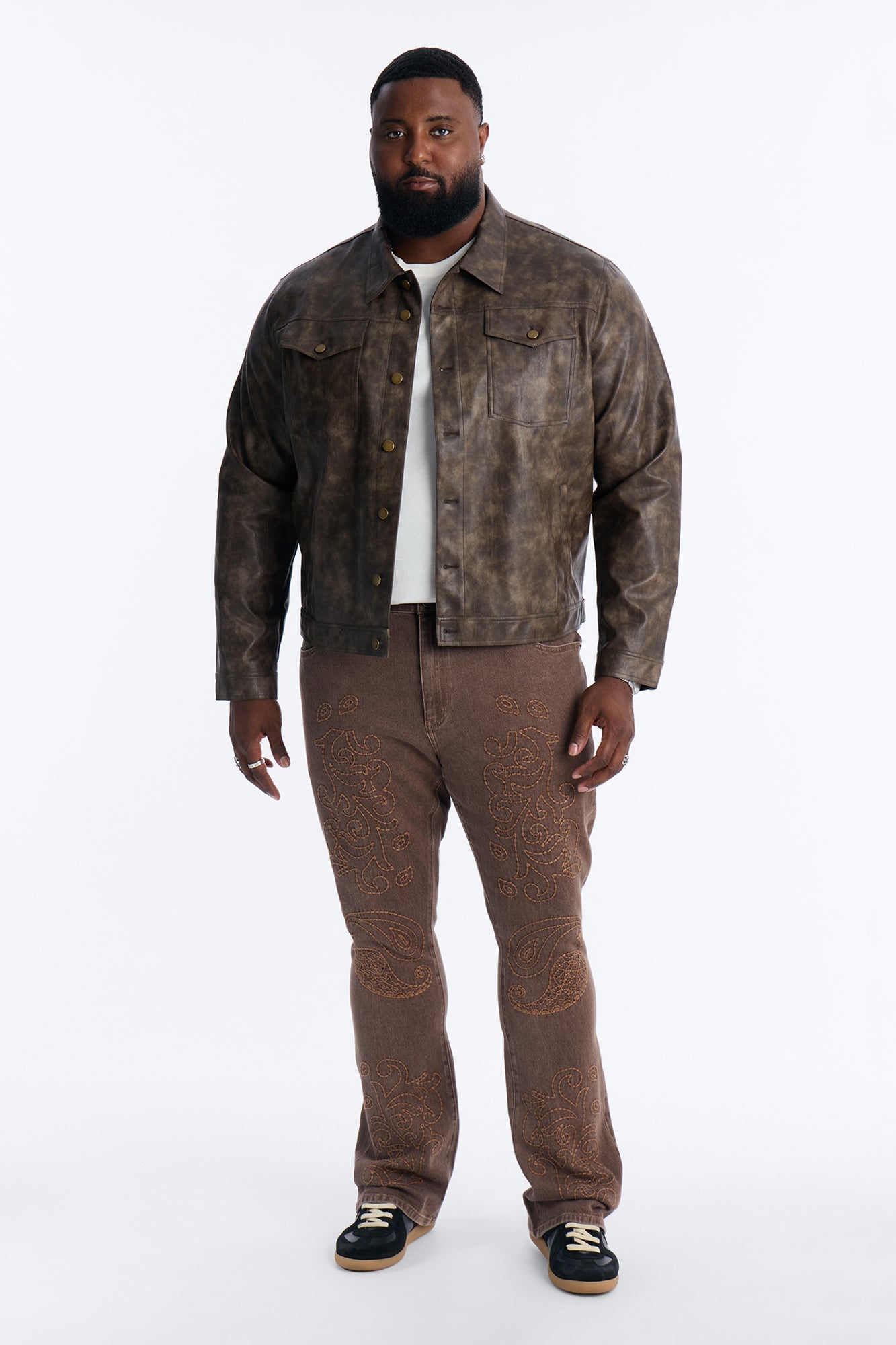Stacked Skinny Flare Paisley Rodeo Jean - Brown Fashion Nova