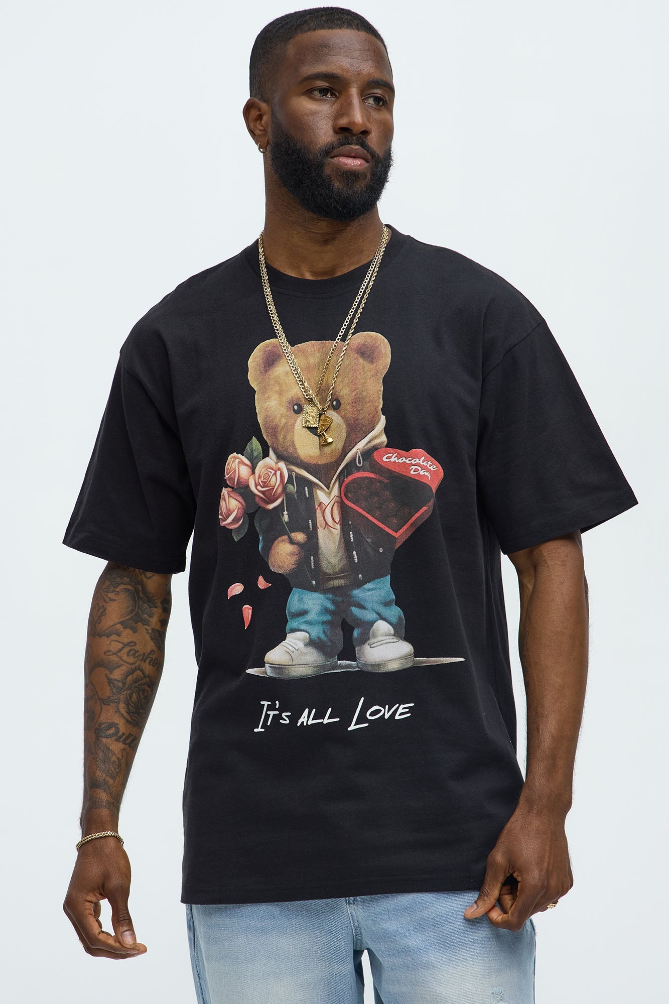 It's All Love Oversized Short Sleeve Tee - Black Fashion Nova