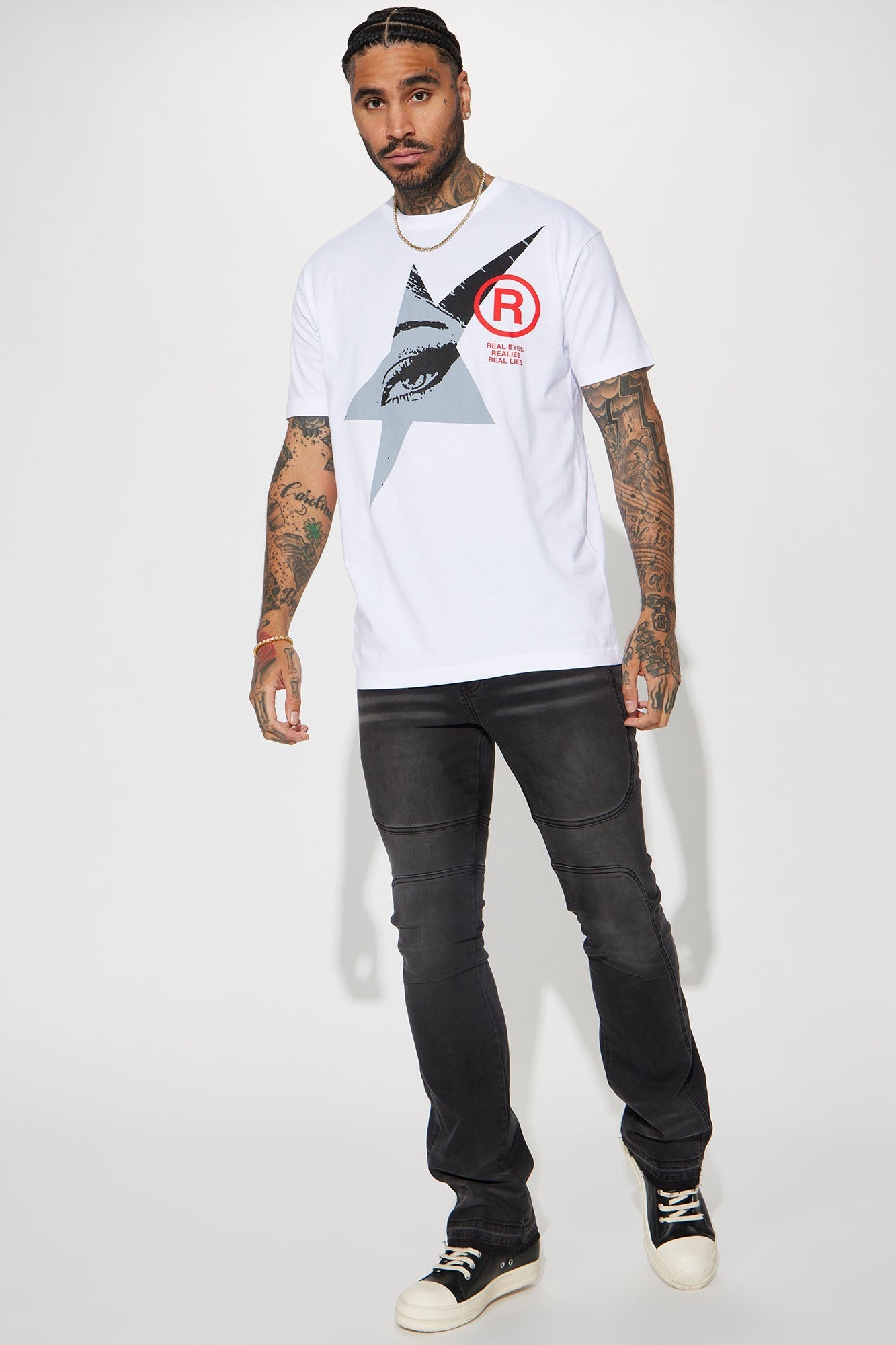 Real Eyes Lie Short Sleeve Tee - White Fashion Nova