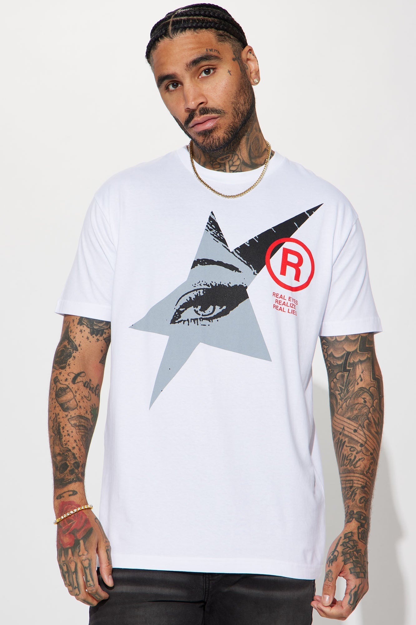 Real Eyes Lie Short Sleeve Tee - White Fashion Nova