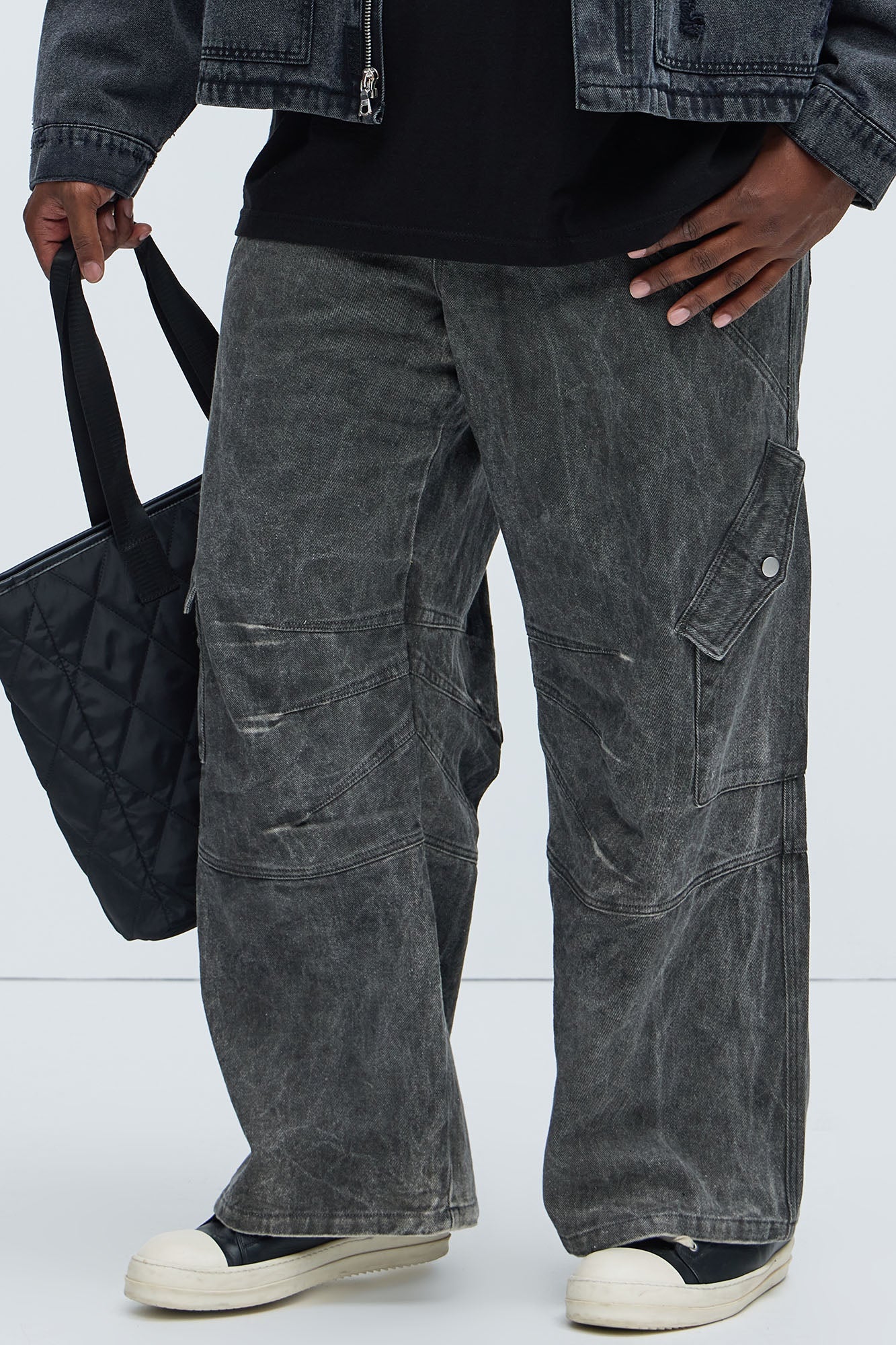 Overdyed Utility Baggy Cargo Pants - Grey Fashion Nova