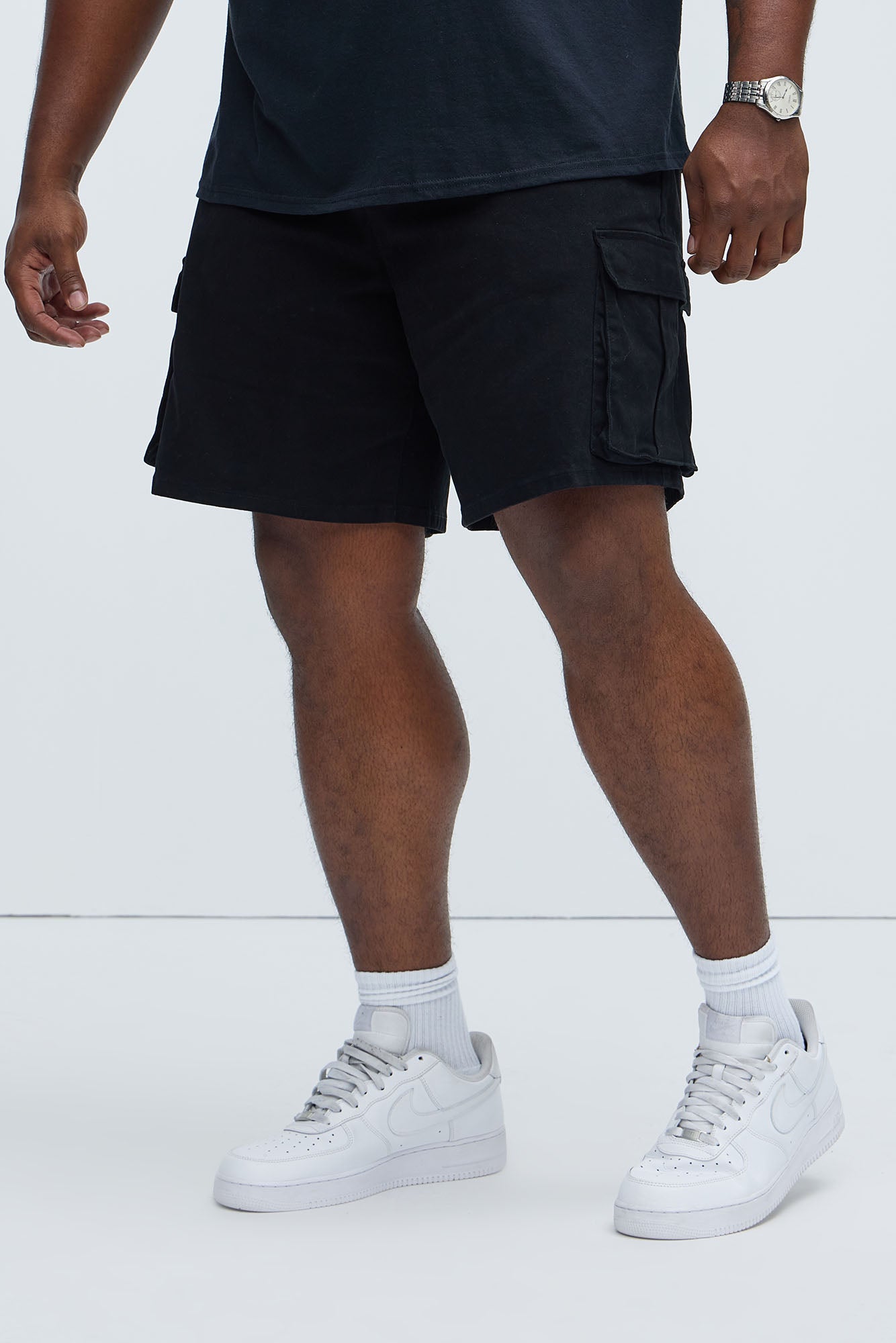 Twill Volley Cargo Shorts - Black Fashion Nova