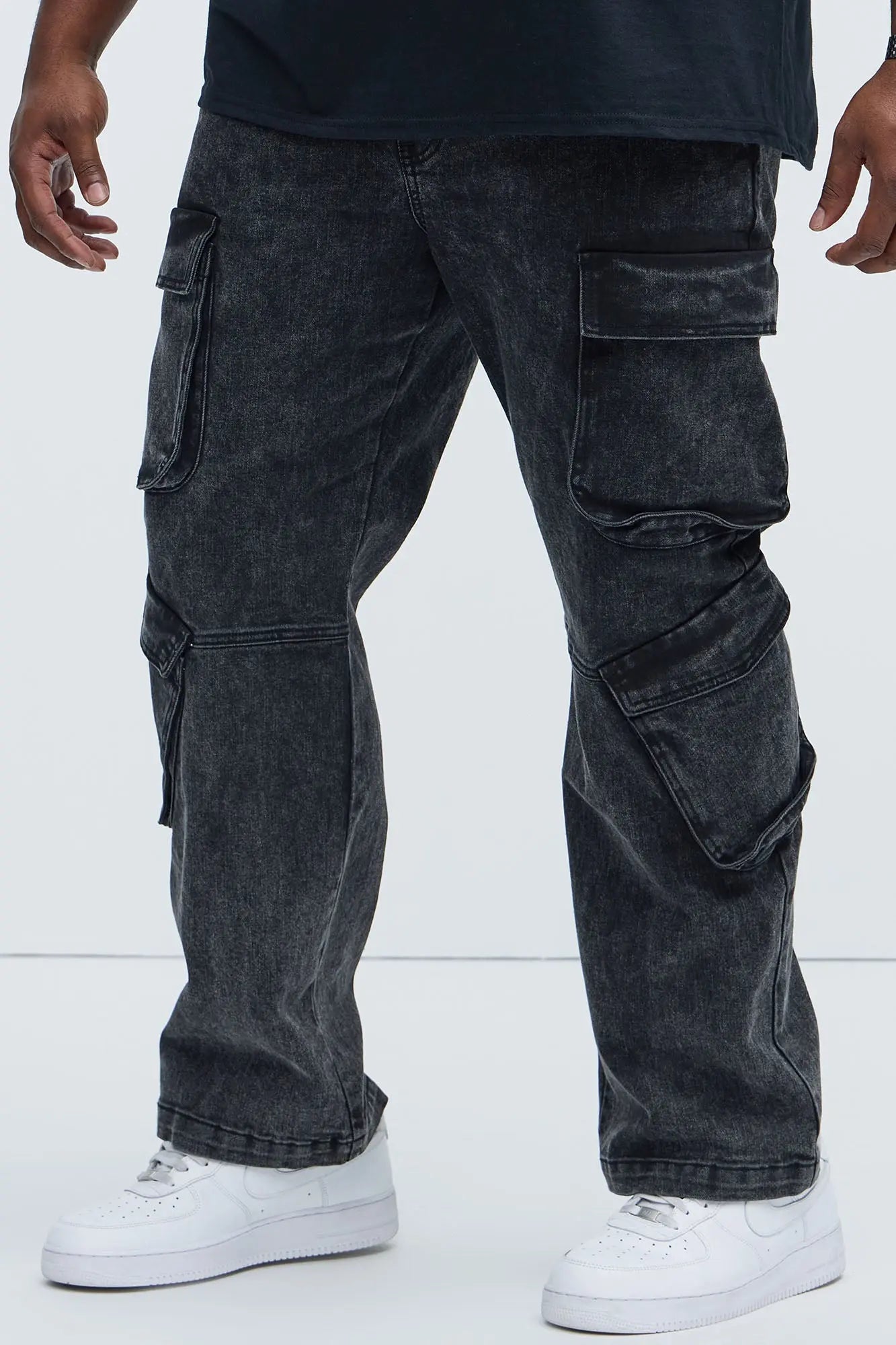 Black Jack Mike Straight Cargo Jeans - Black Wash Fashion Nova