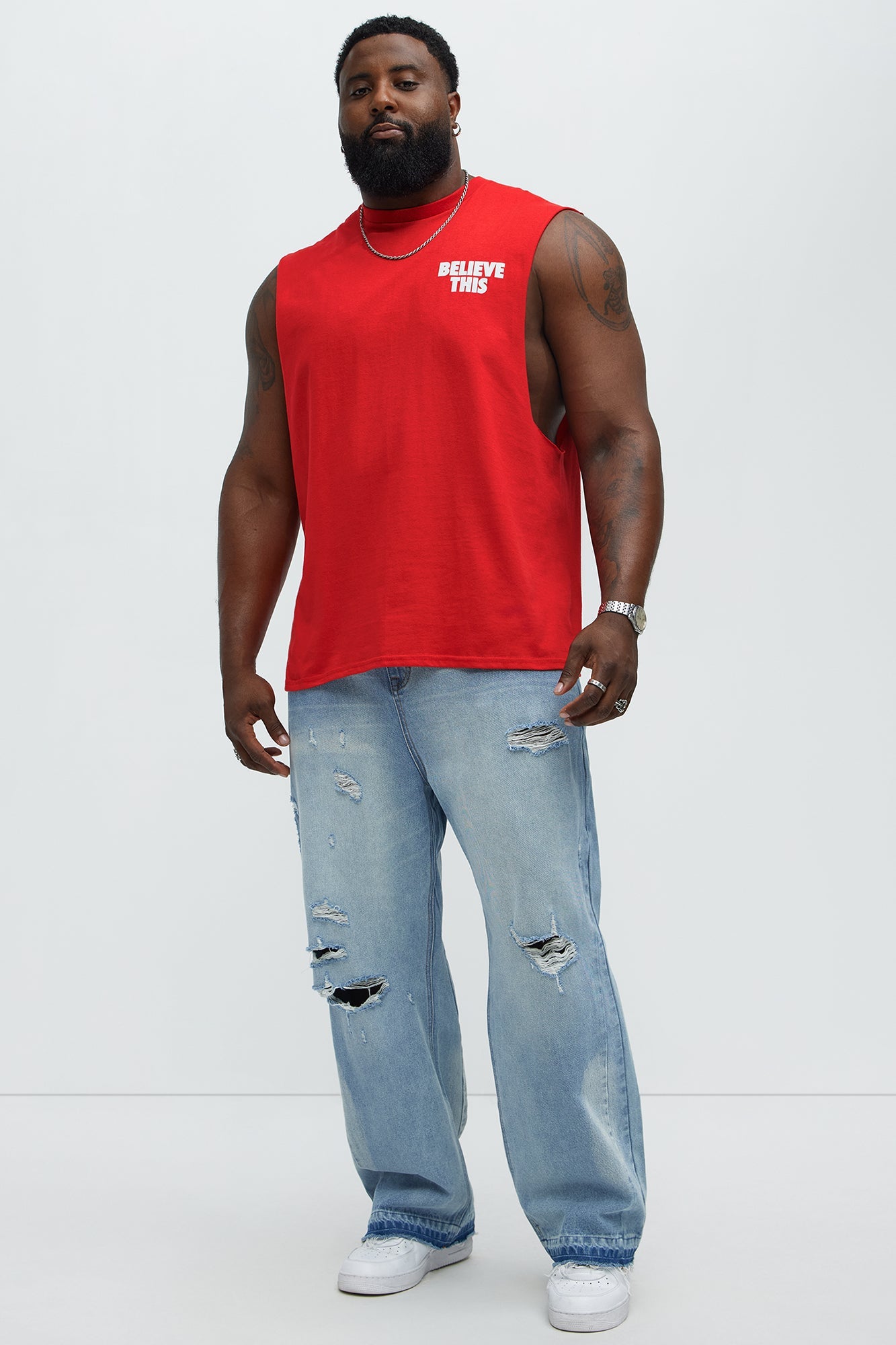 Believe This Muscle Tee - Red Fashion Nova