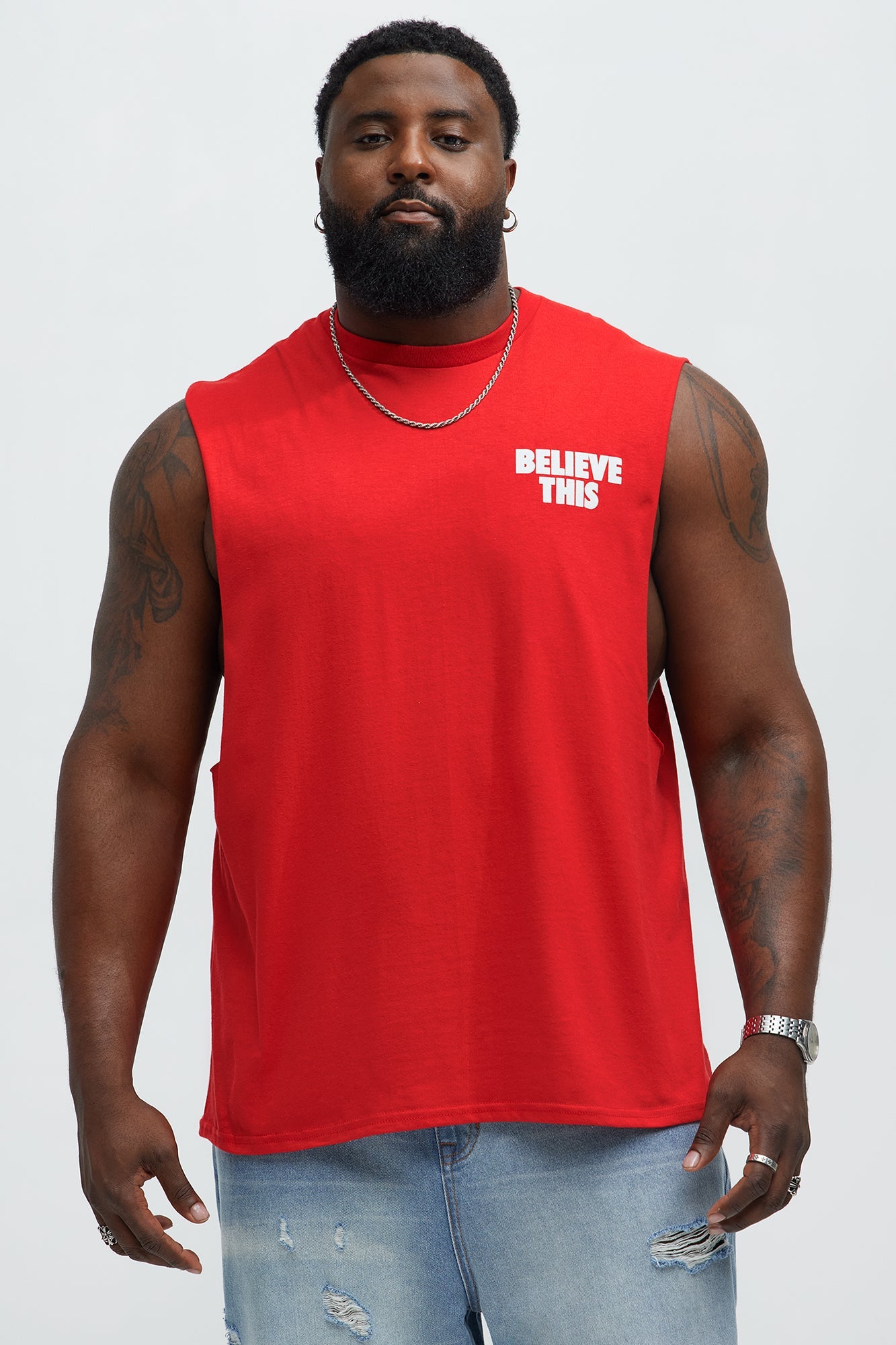 Believe This Muscle Tee - Red Fashion Nova