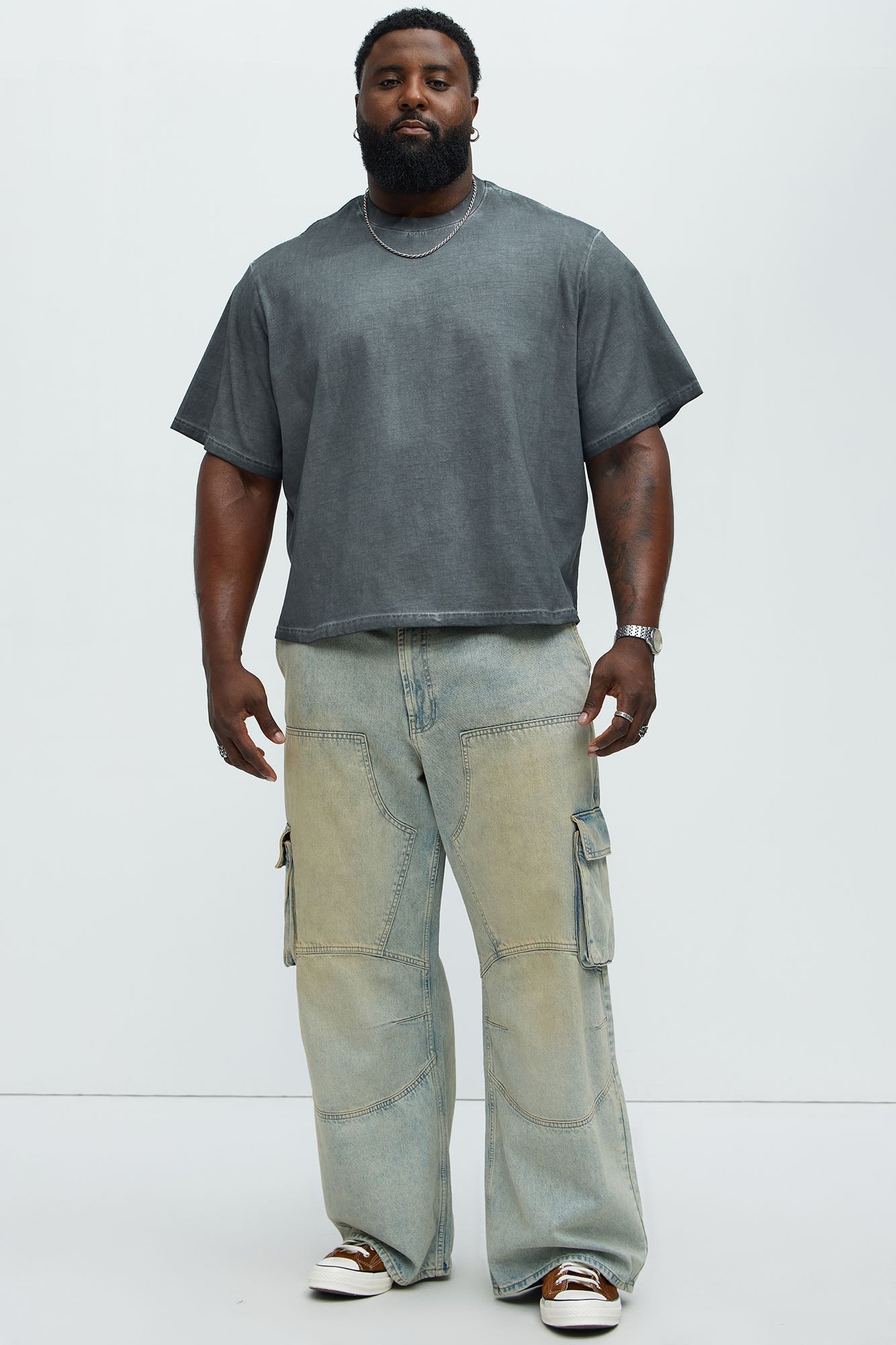 Tinted Wash Boxy Cropped Heavyweight Short Sleeve Tee - Grey Fashion Nova