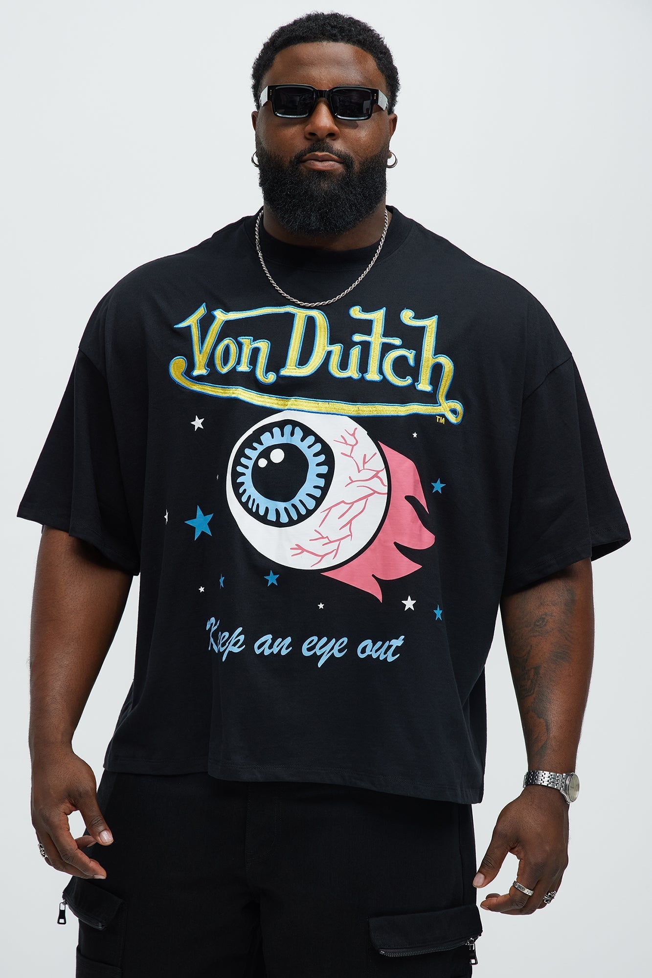 Von Dutch Eye Out Oversized Tee - Black Fashion Nova