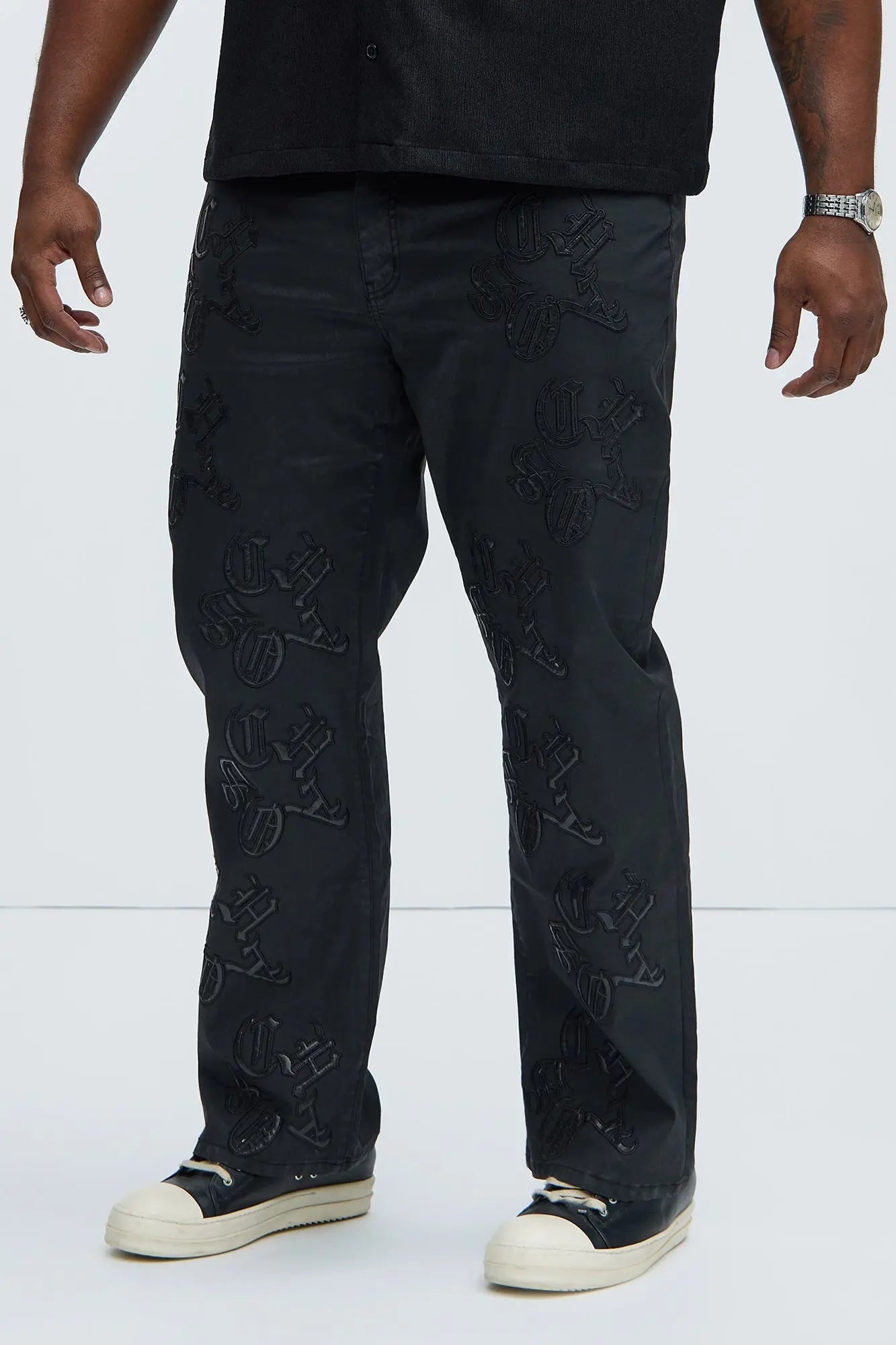 Chaos Embroidery Straight Jeans - Black Fashion Nova