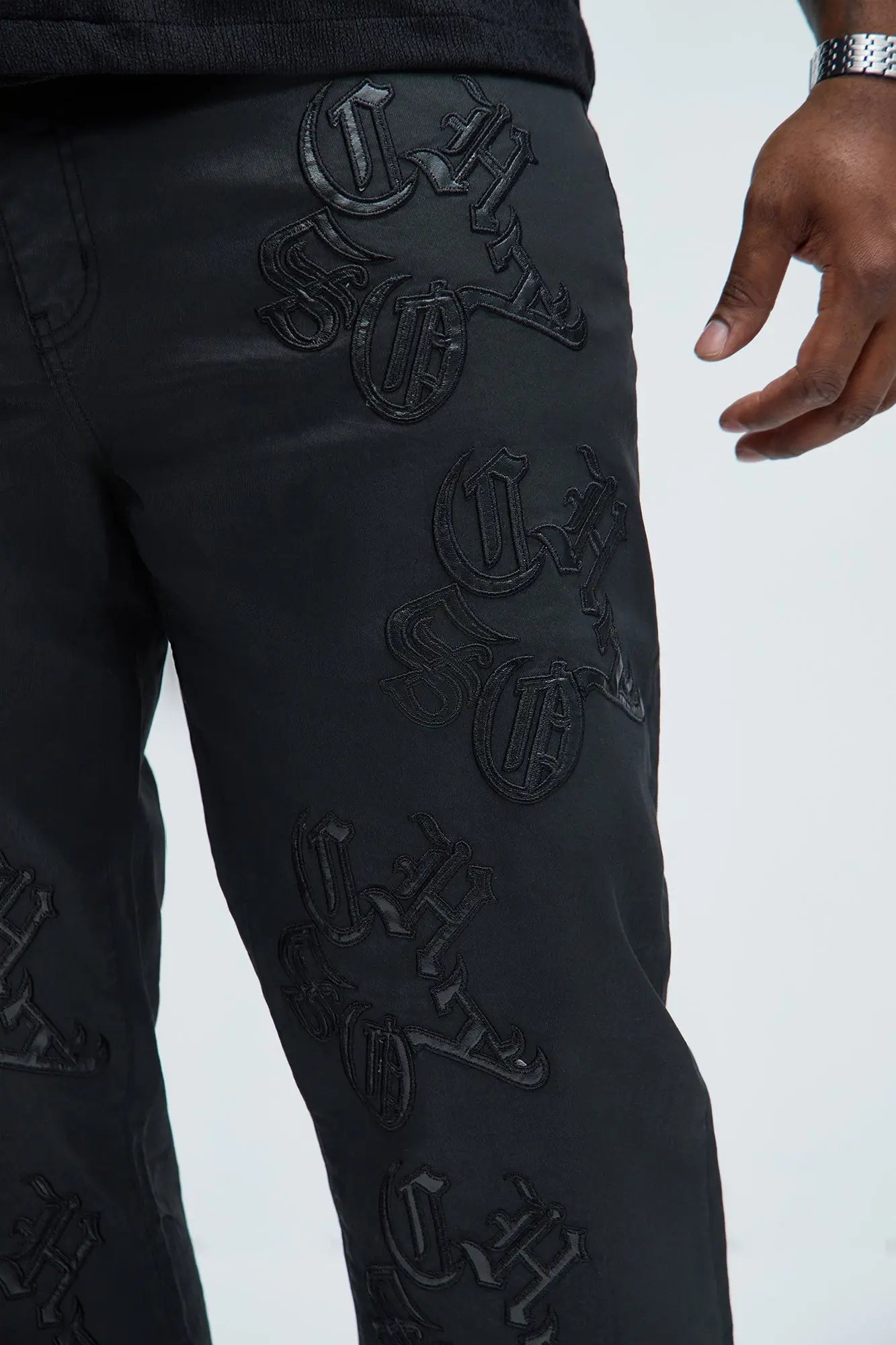 Chaos Embroidery Straight Jeans - Black Fashion Nova