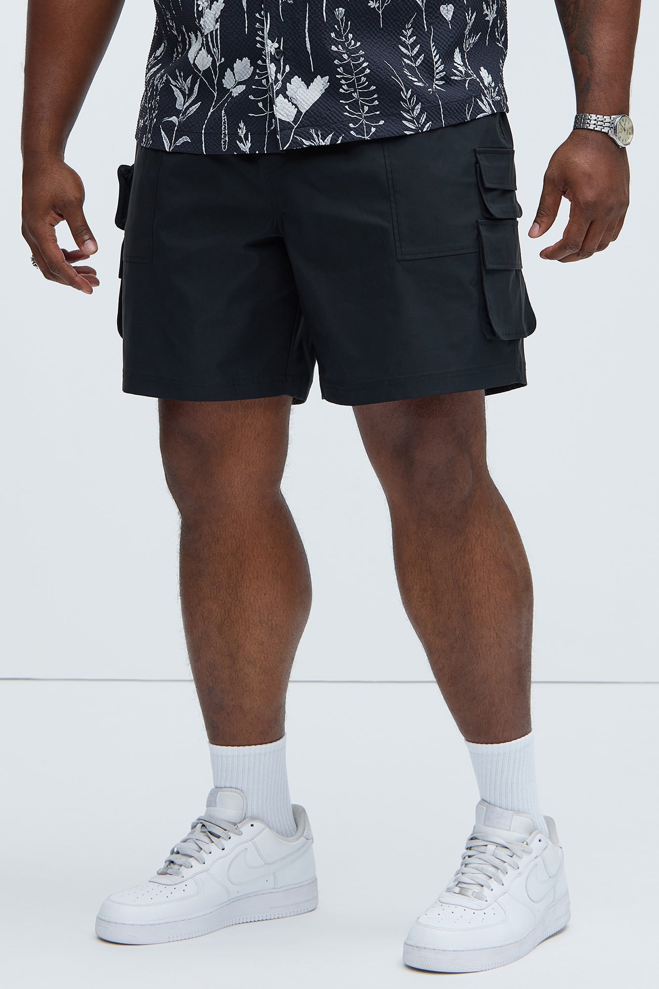 Catch Up Nylon Cargo Shorts - Black Fashion Nova