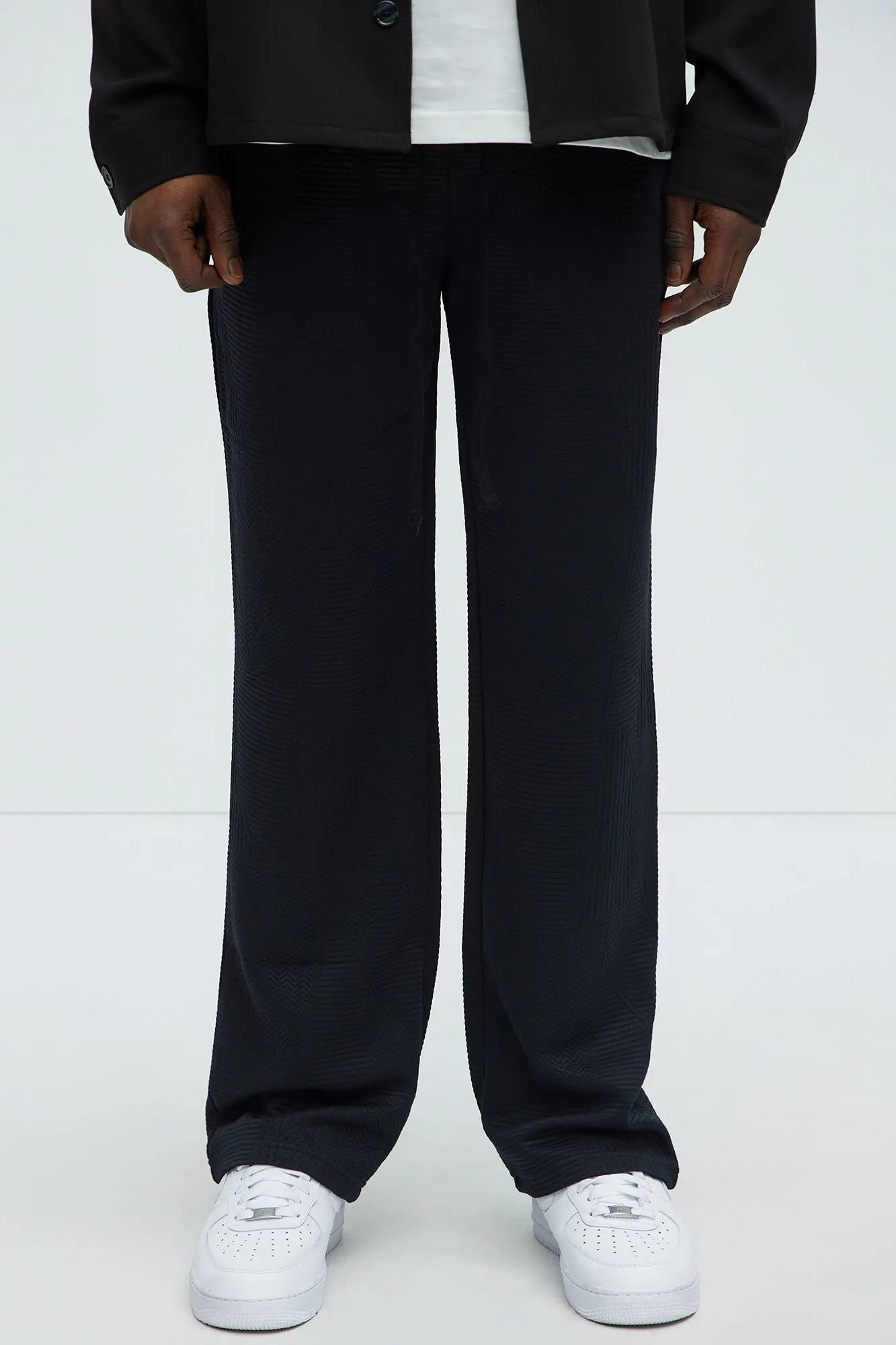 Textured Triangles Slim Pants - Black Fashion Nova